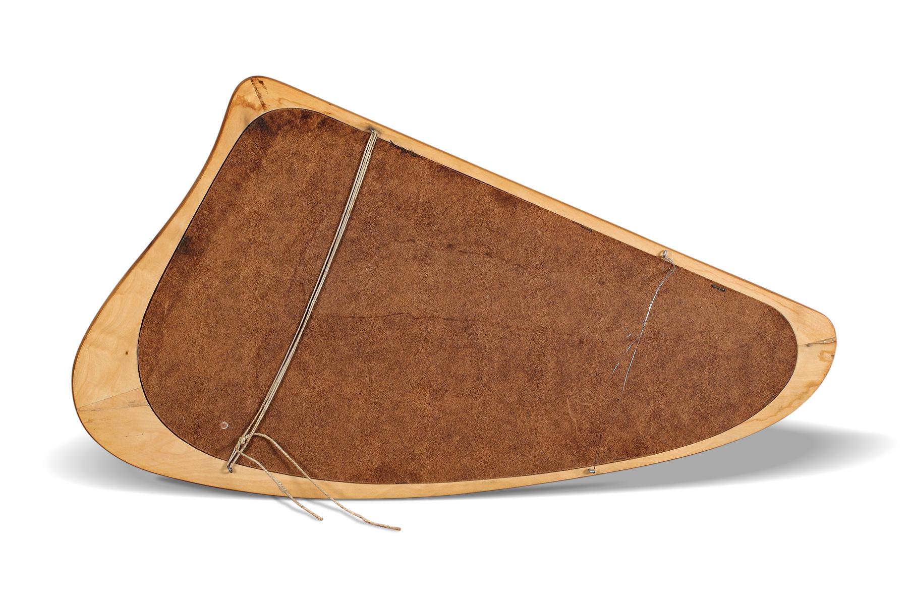 Danese Specchio a forma di arpa in teak in vendita