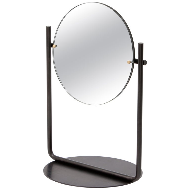 Harp Table Top Vanity Mirror In, White Round Table Top Mirror