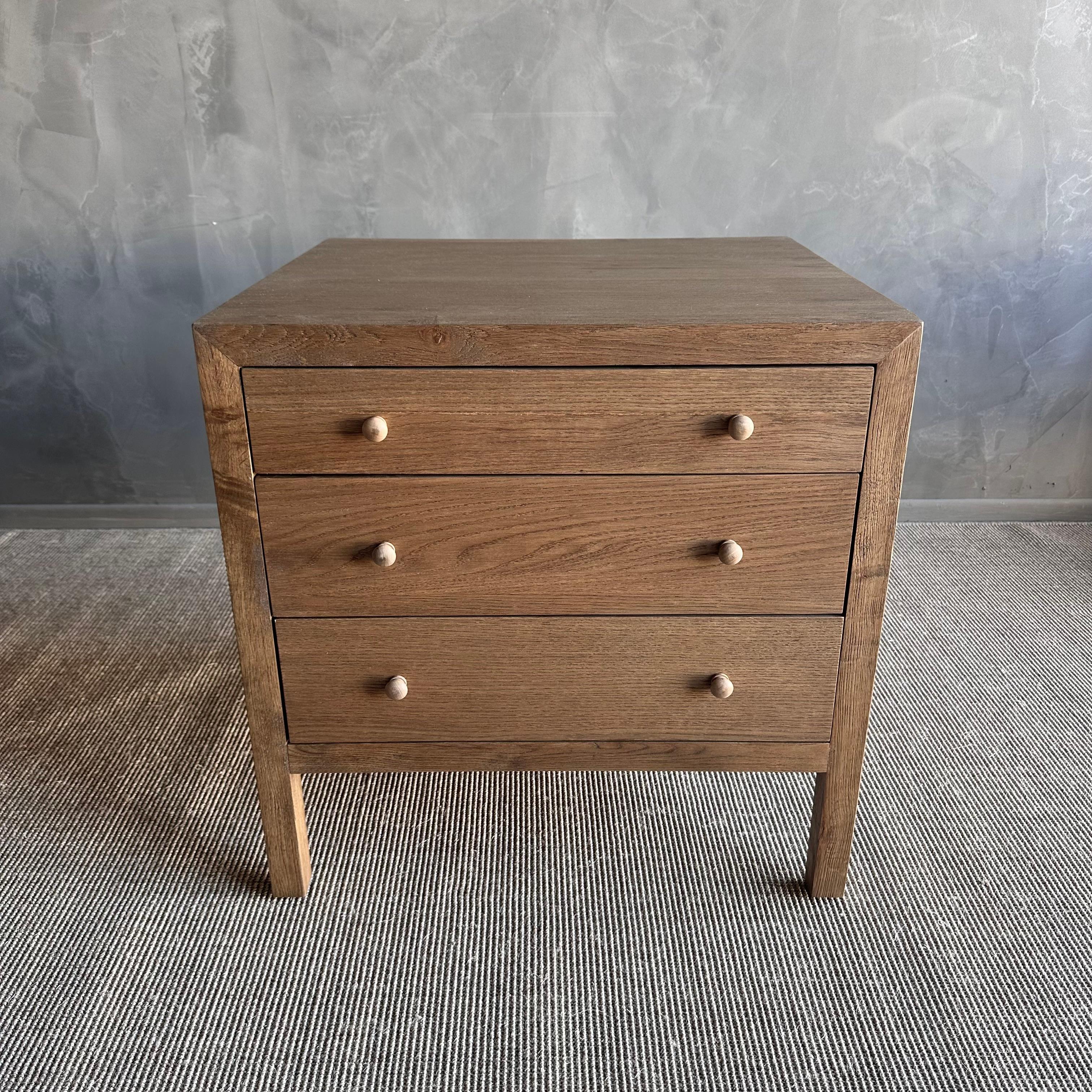 Organic Modern Harper 3 Drawer White Oak Nightstand For Sale