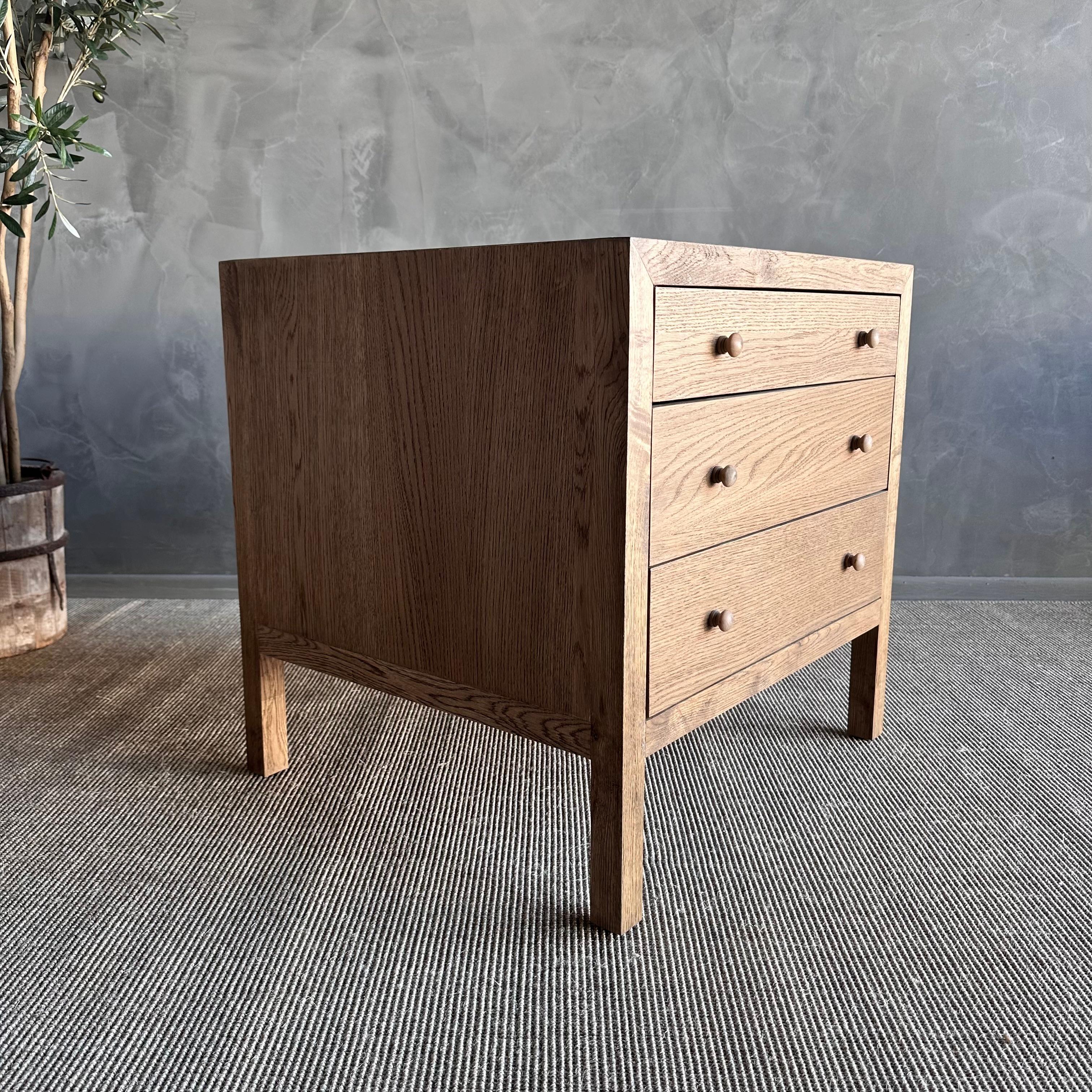 Contemporary Harper 3 Drawer White Oak Nightstand For Sale