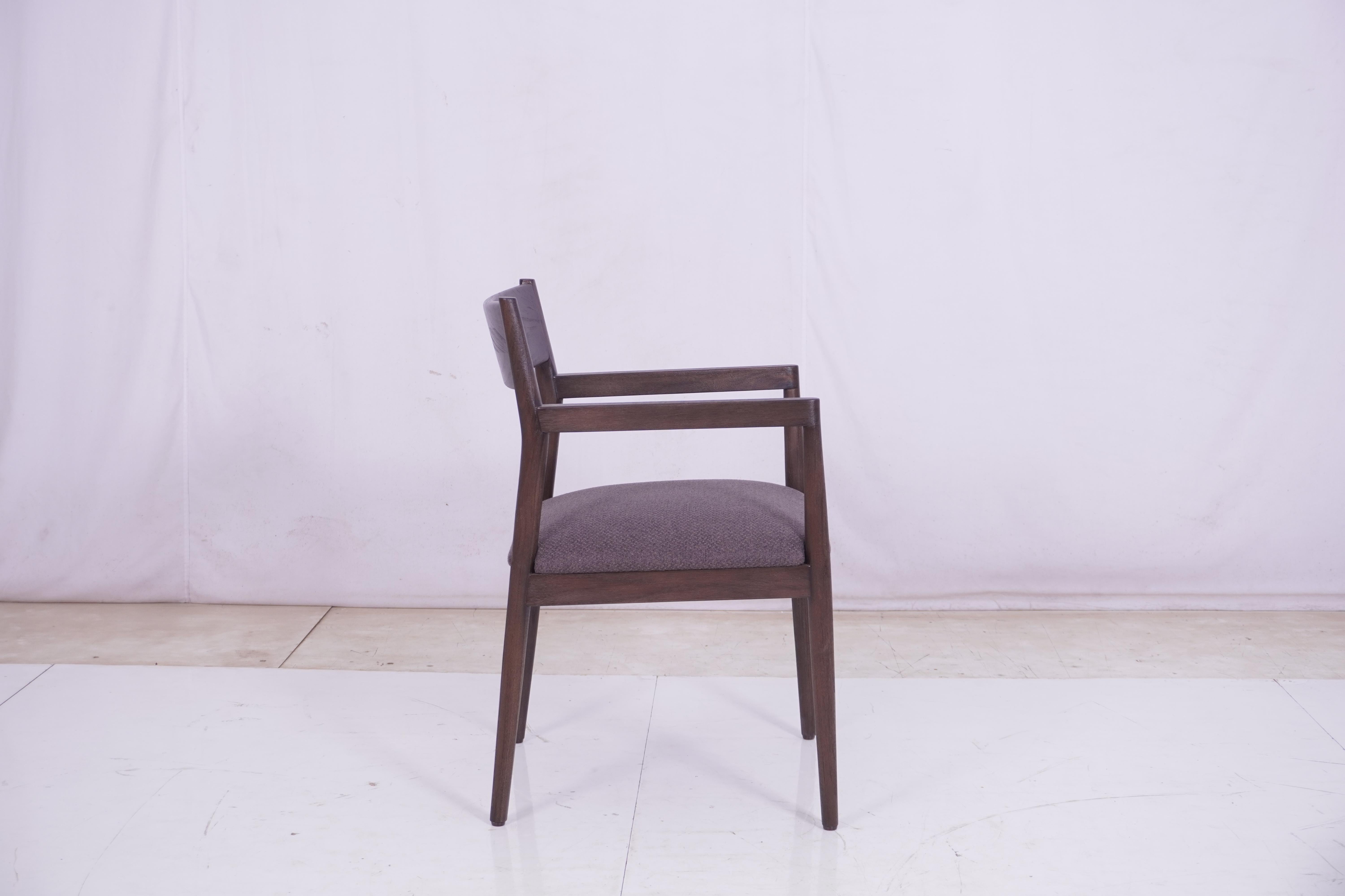 Javanese Harper Dining Chair Armchair, Teak Wood in a Walnut Finish. Set of 6 chairs For Sale