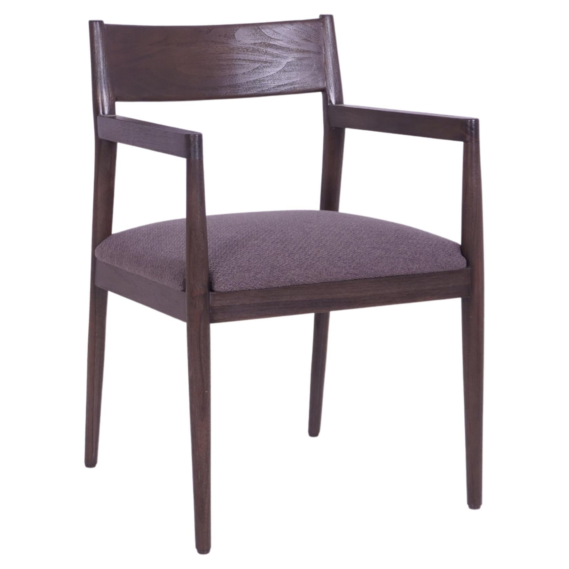 Harper Dining Chair Armchair, Teak Wood in a Walnut Finish. Set of 6 chairs For Sale