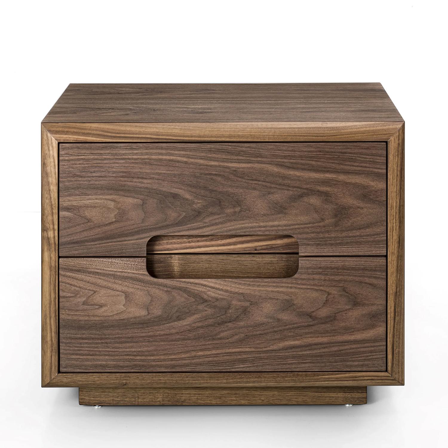 Bedside Table Harper Walnut with solid walnut 
structure, with 2 drawers with easy glide system.