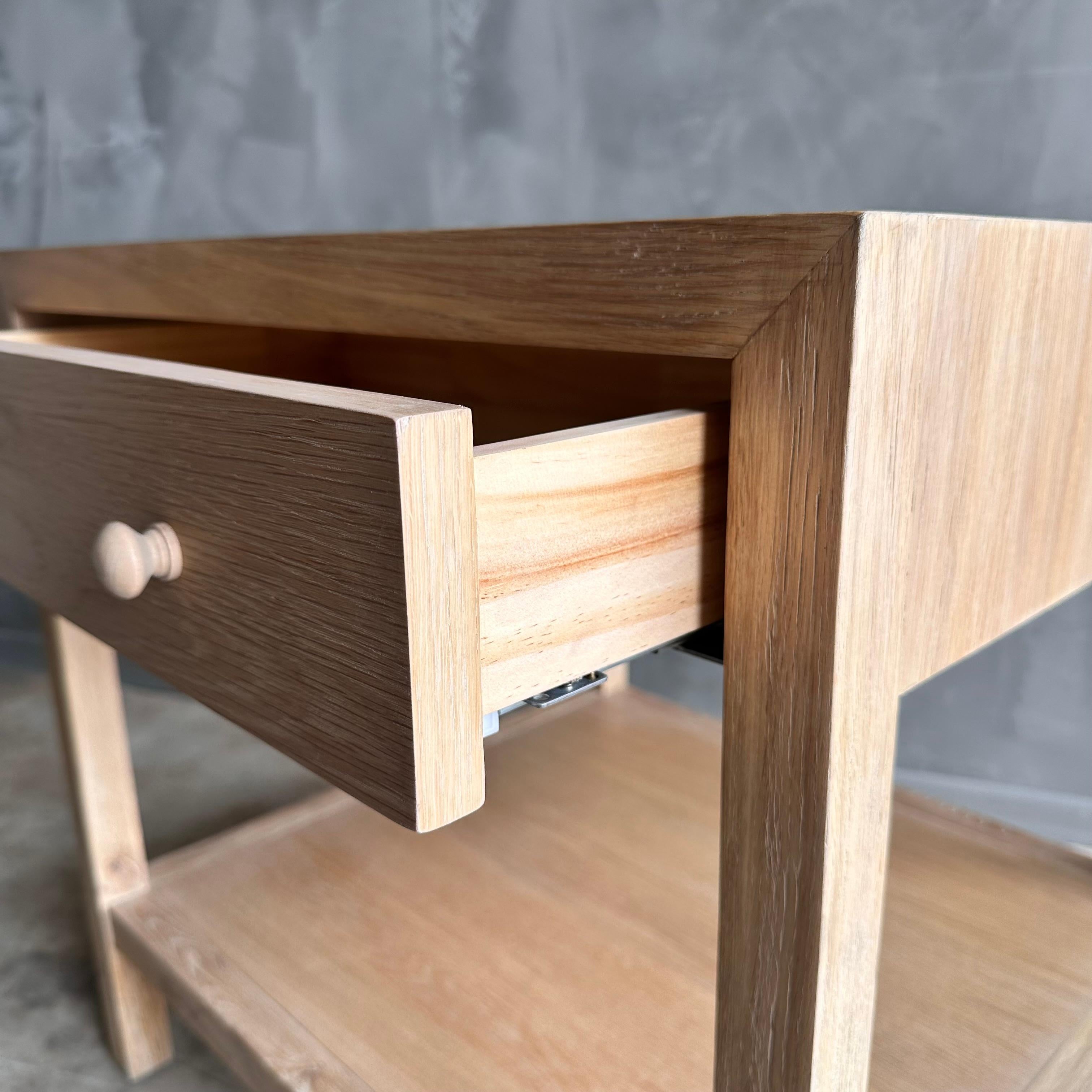 Harper White Oak Nightstands with Single Drawer and Shelf in a Natural Finish For Sale 5