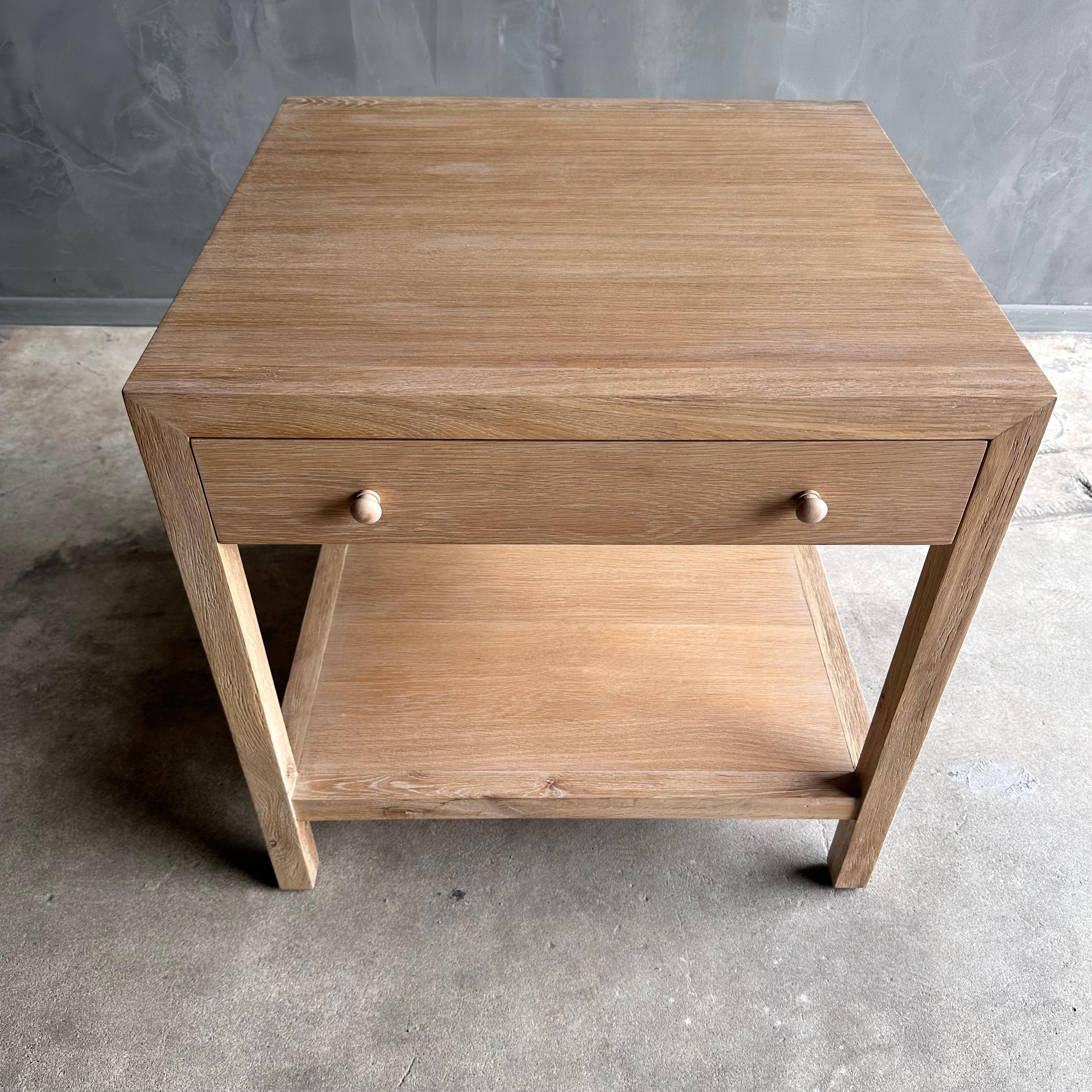 Asian Harper White Oak Nightstands with Single Drawer and Shelf in a Natural Finish For Sale