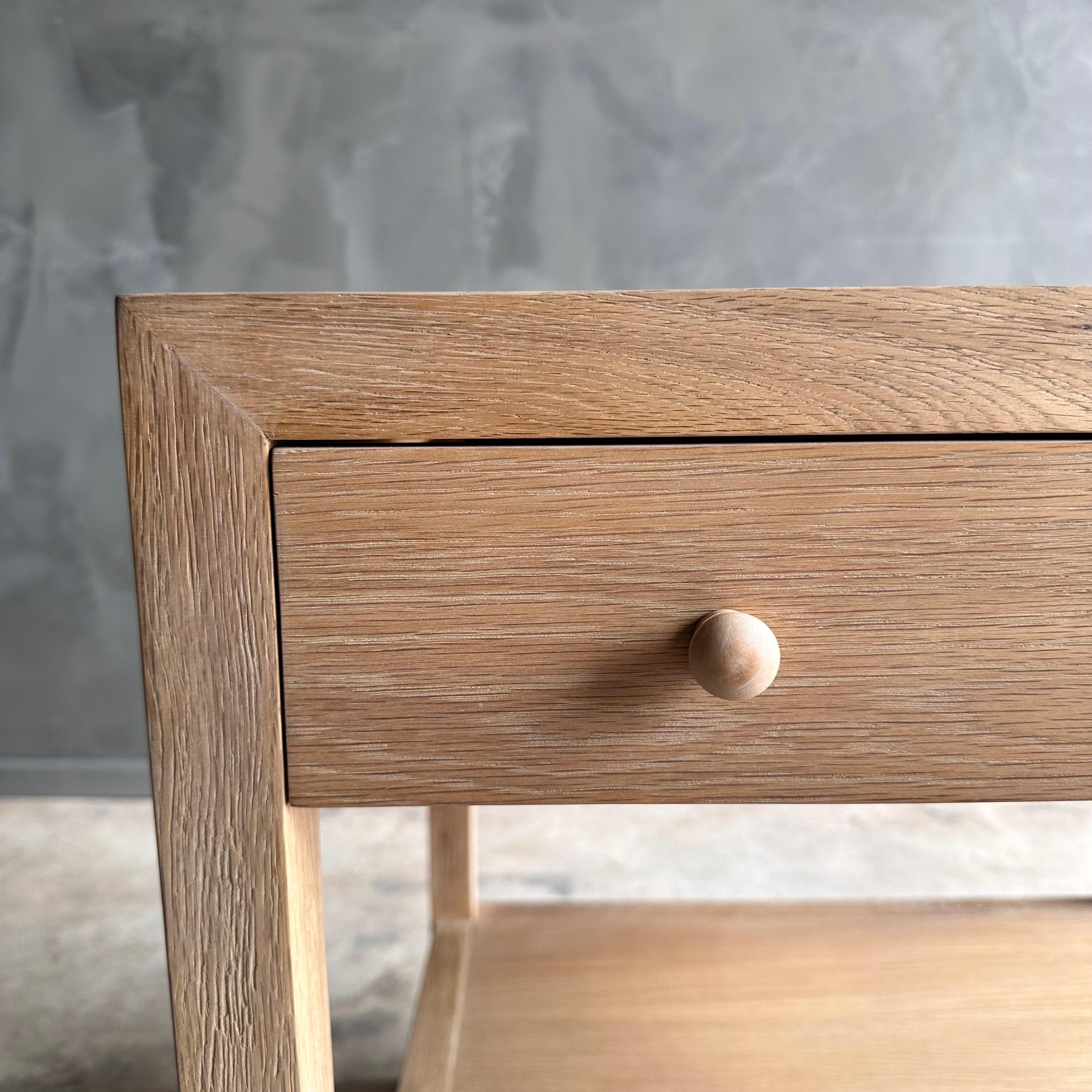 Harper White Oak Nightstands with Single Drawer and Shelf in a Natural Finish In New Condition For Sale In Old Town Orange, CA