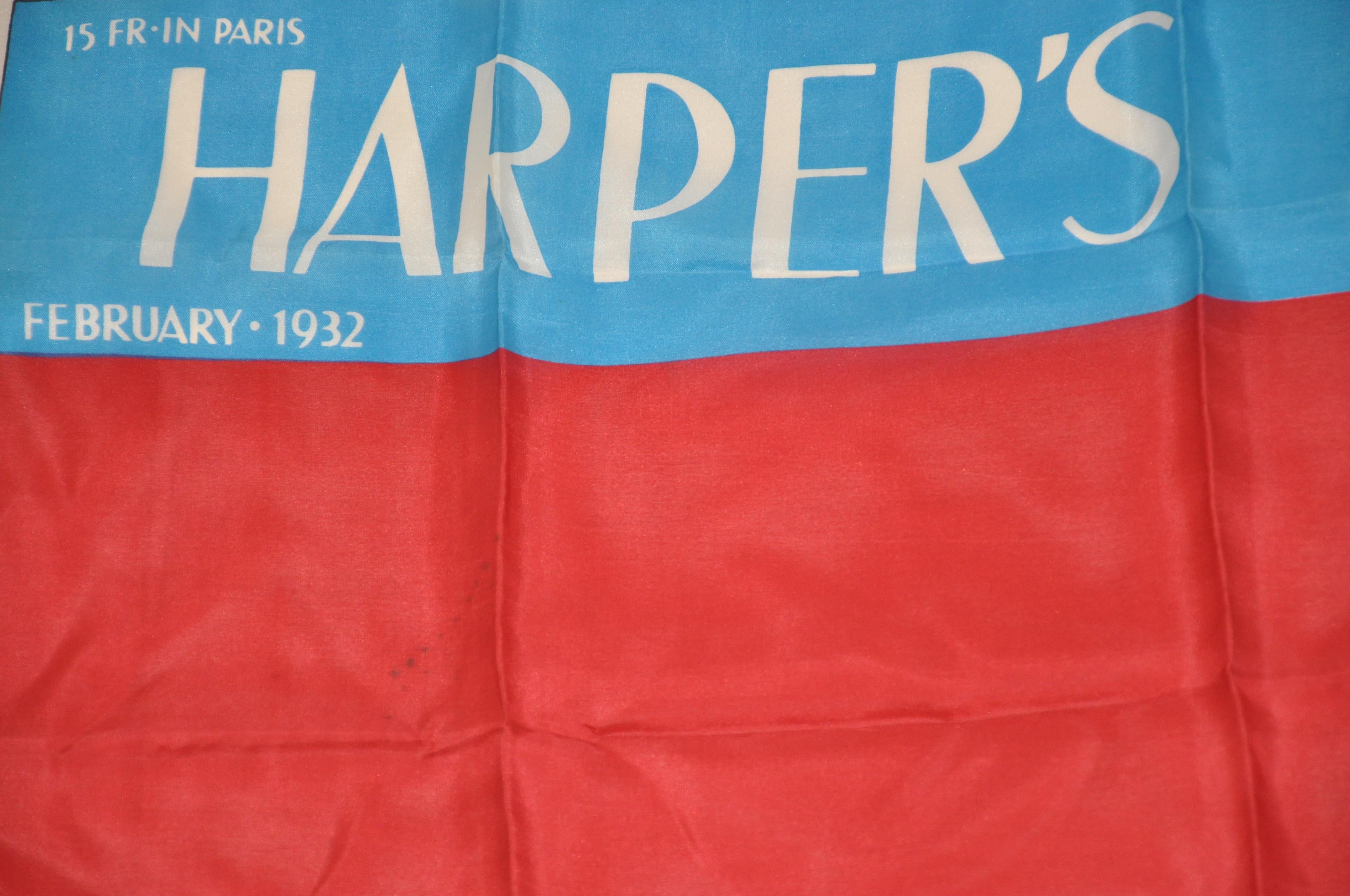 „Harper's Bazaar Februar 1932 Paris“ Seidenschal (Rot) im Angebot