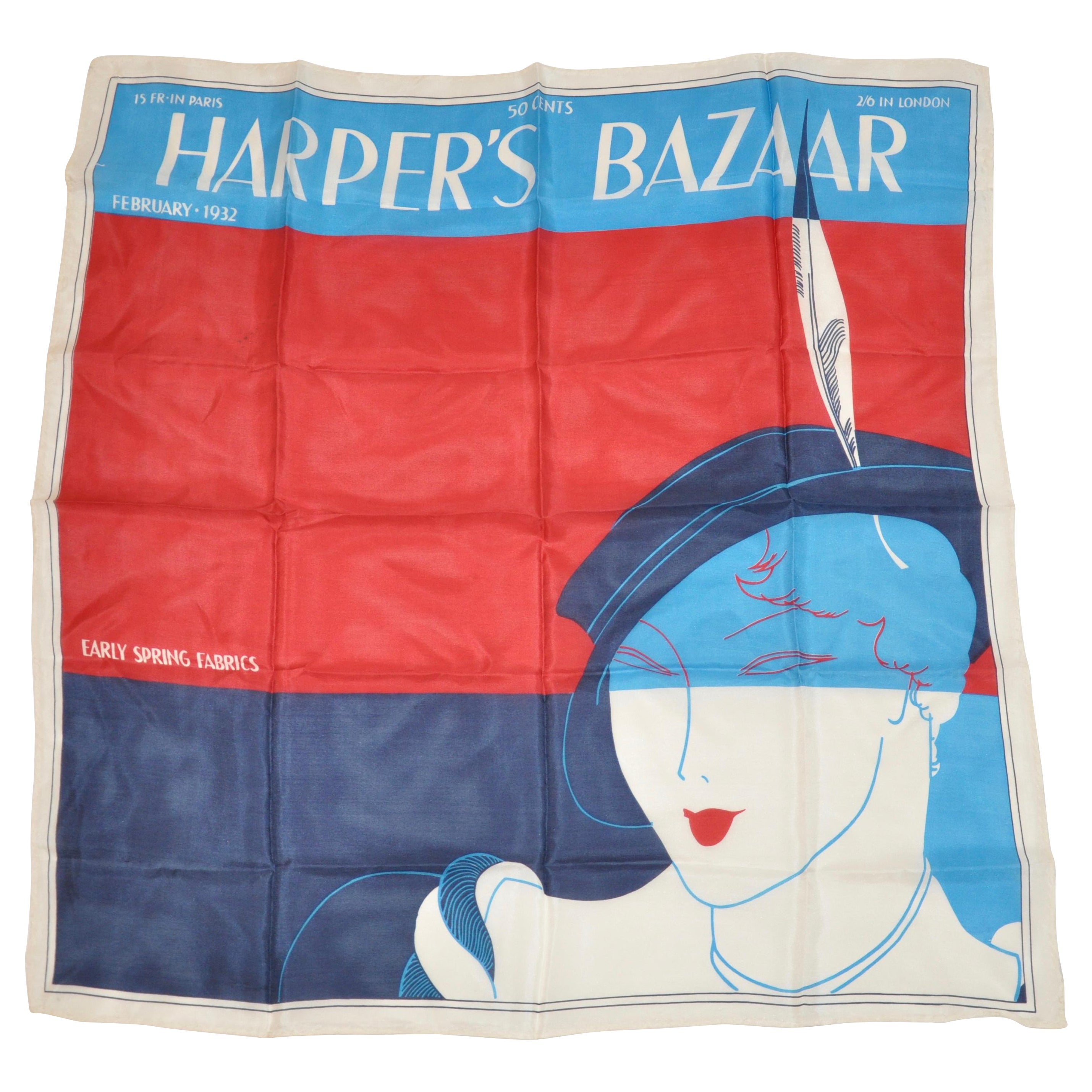 "Harper's Bazaar February 1932 Paris" Silk Scarf For Sale