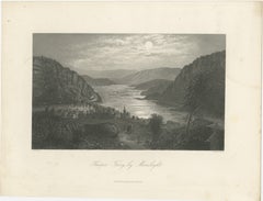 Harper’s Ferry by Moonlight, Potomac River Night View – Antique Engraving, 1872