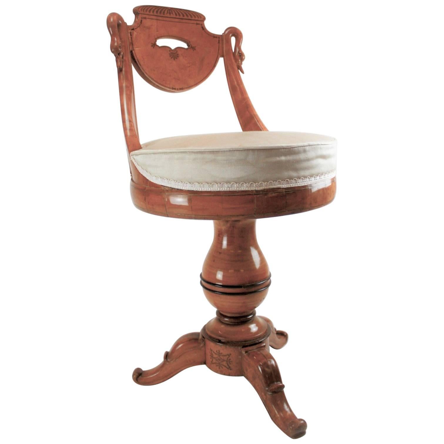 Harpist Swivel Chair  In Maple  Wood French Charles X Restauration period 