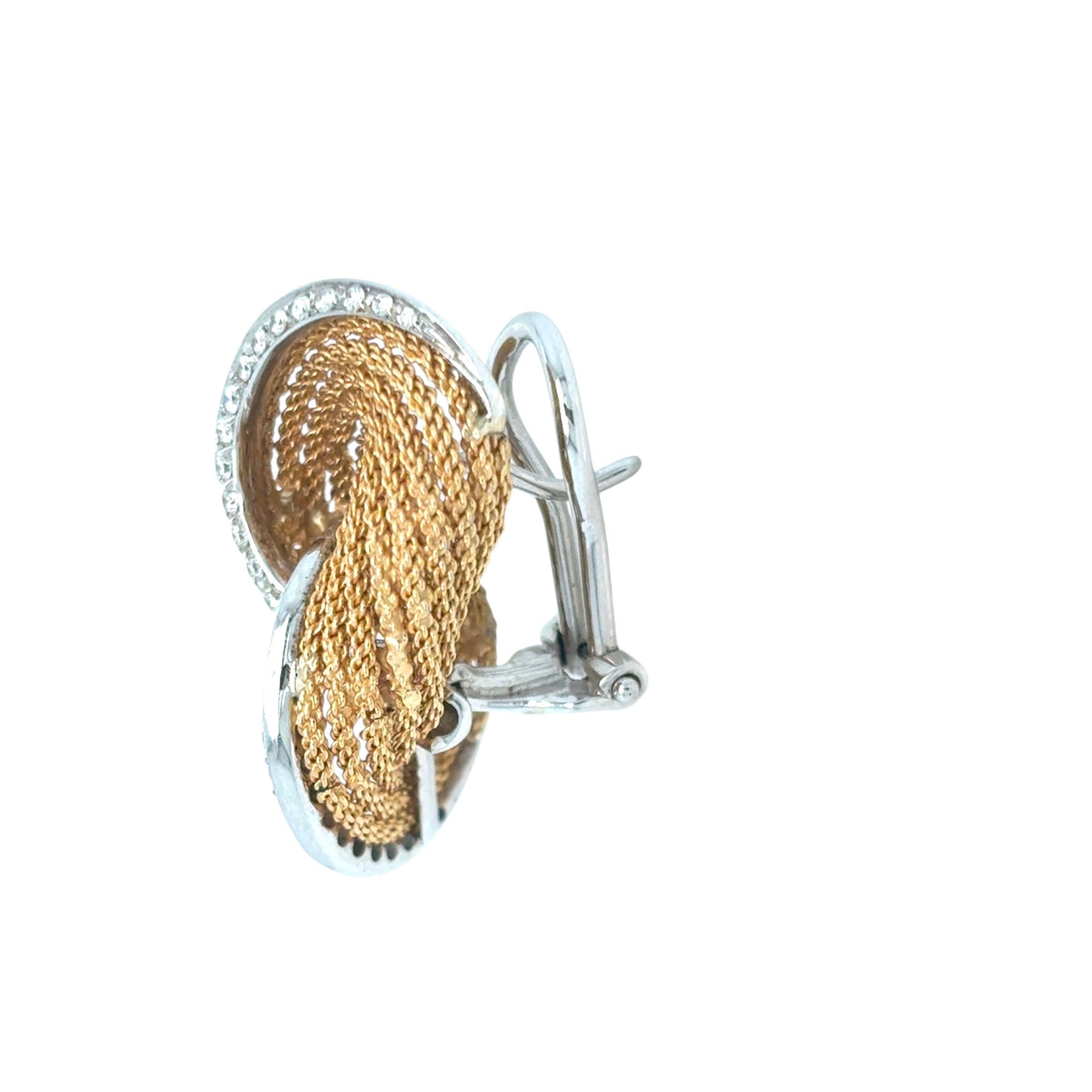 Rétro Harpo's Italia, clip en or et diamants  Boucles d'oreilles en vente