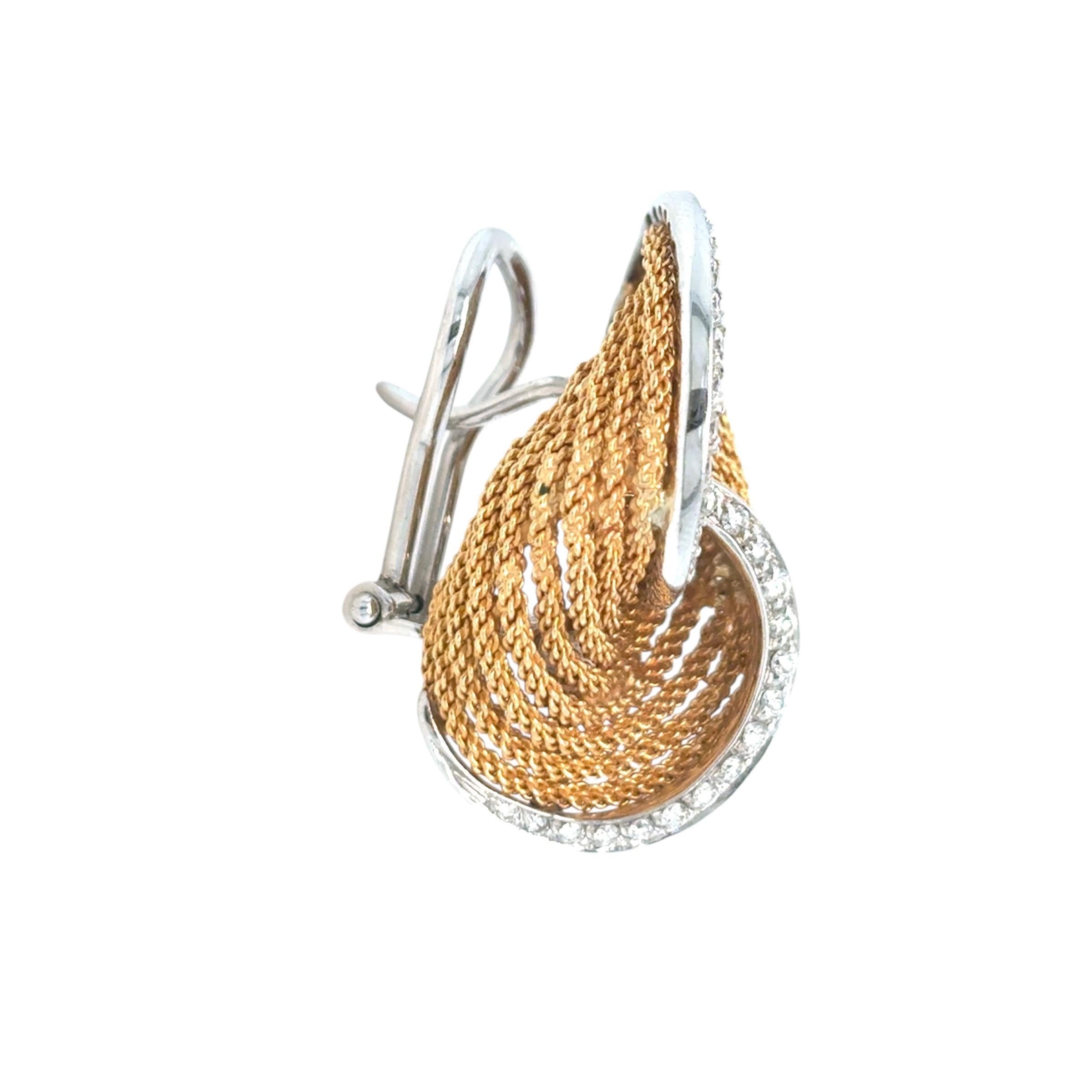 Taille brillant Harpo's Italia, clip en or et diamants  Boucles d'oreilles en vente
