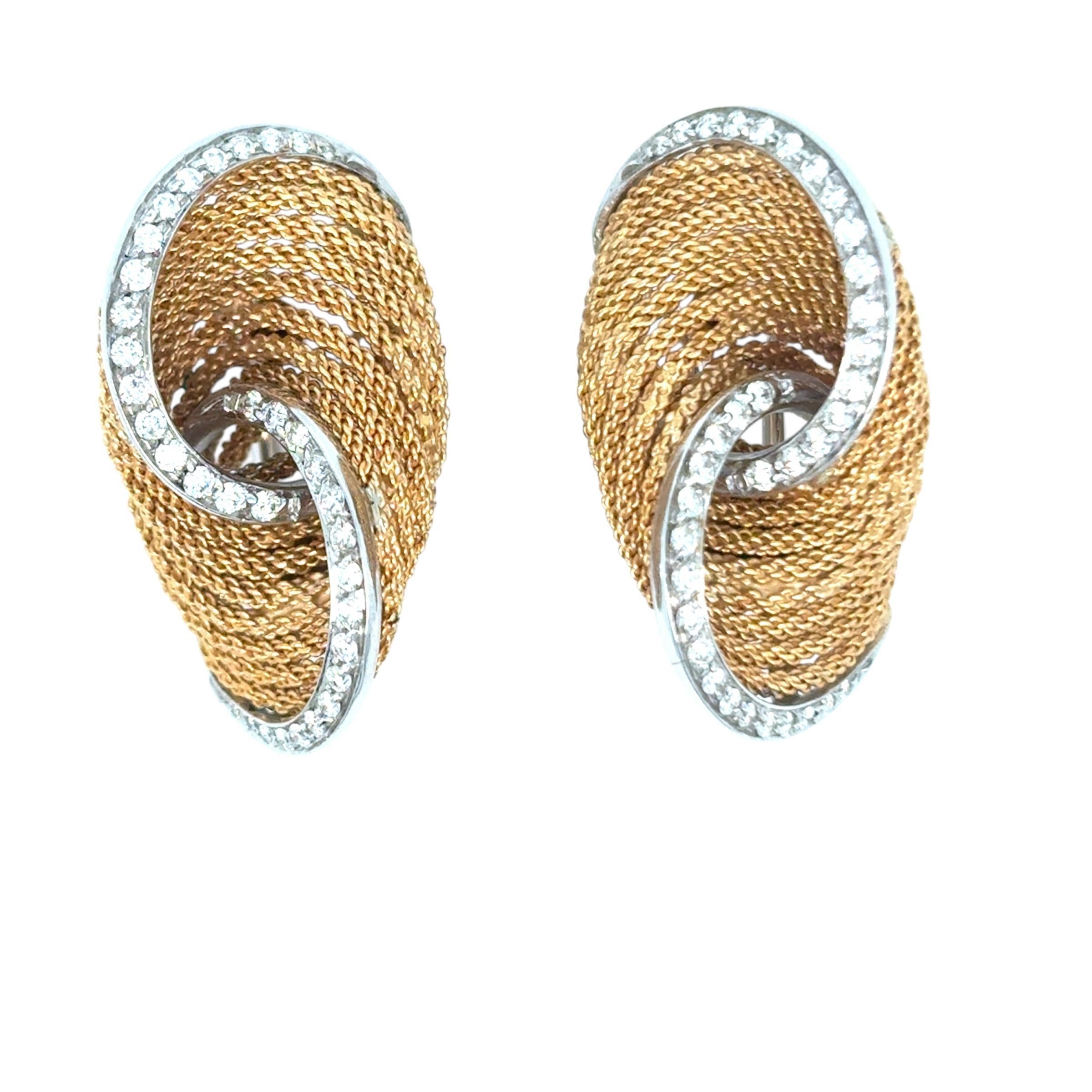 Harpo's Italia, clip en or et diamants  Boucles d'oreilles Excellent état - En vente à Napoli, NA