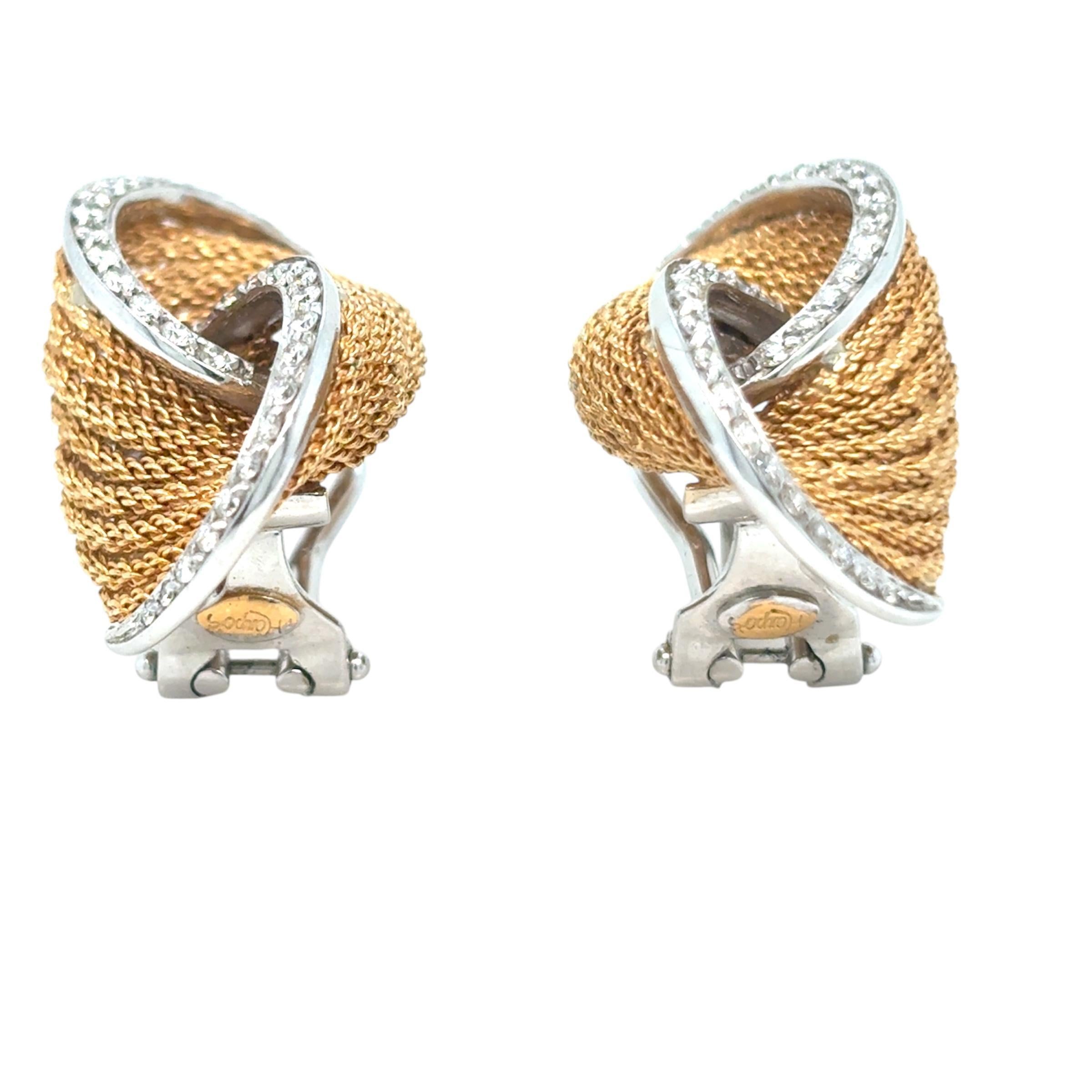 Harpo's Italia, clip en or et diamants  Boucles d'oreilles Pour femmes en vente