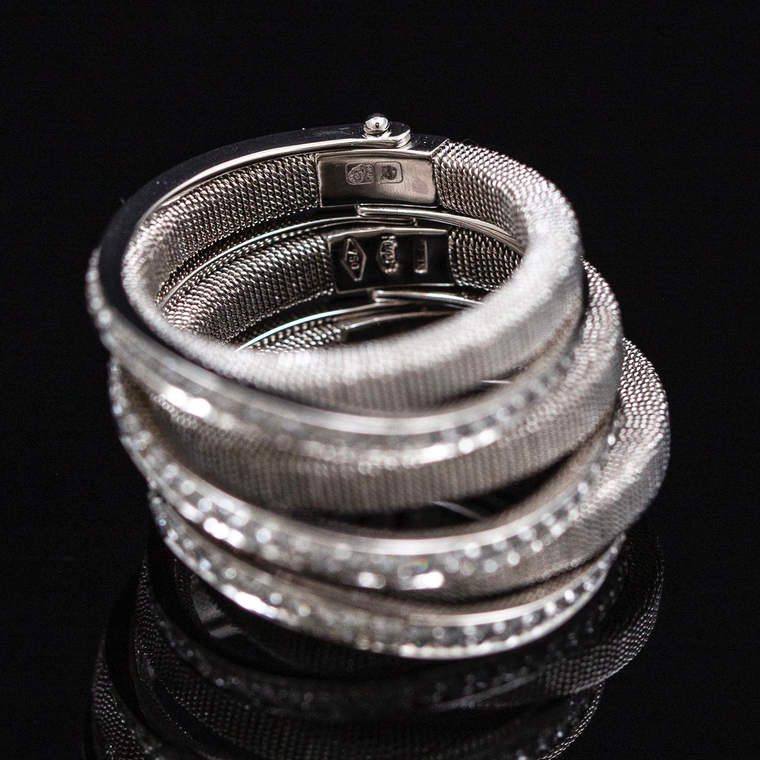 Harpo's Italy Multi-Shank Articulated Diamond Cocktail Ring 18k White Gold 3