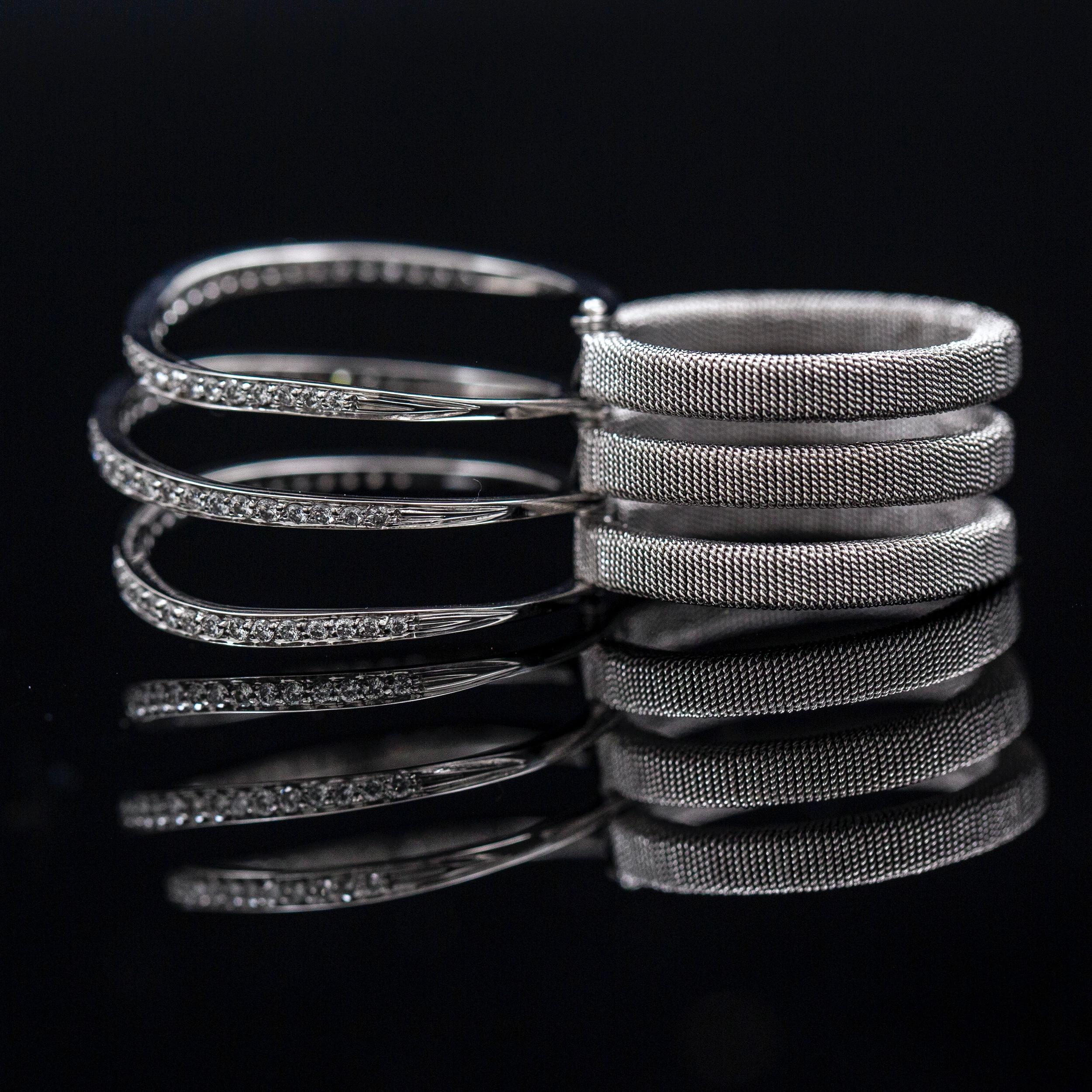 Harpo's Italy Multi-Shank Articulated Diamond Cocktail Ring 18k White Gold 11
