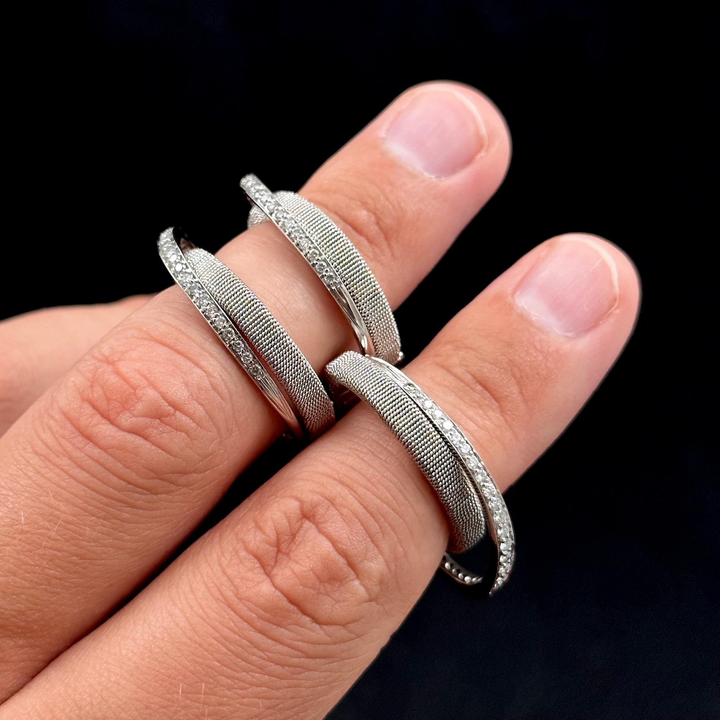 Women's or Men's Harpo's Italy Multi-Shank Articulated Diamond Cocktail Ring 18k White Gold