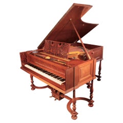 Harpsichord Style Schiedmayer Grand Piano Mahogany Baluster Legs Barn Door Cheek