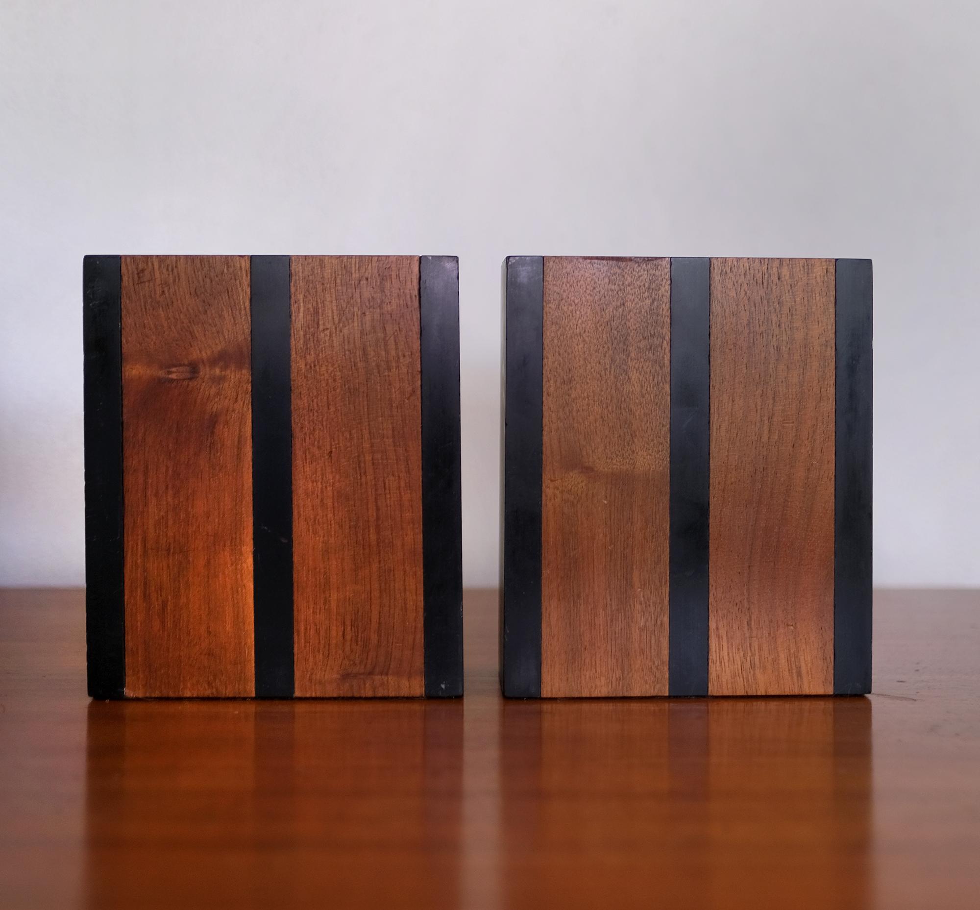 Mid-Century Modern Harpswell House Slate and Walnut Bookends