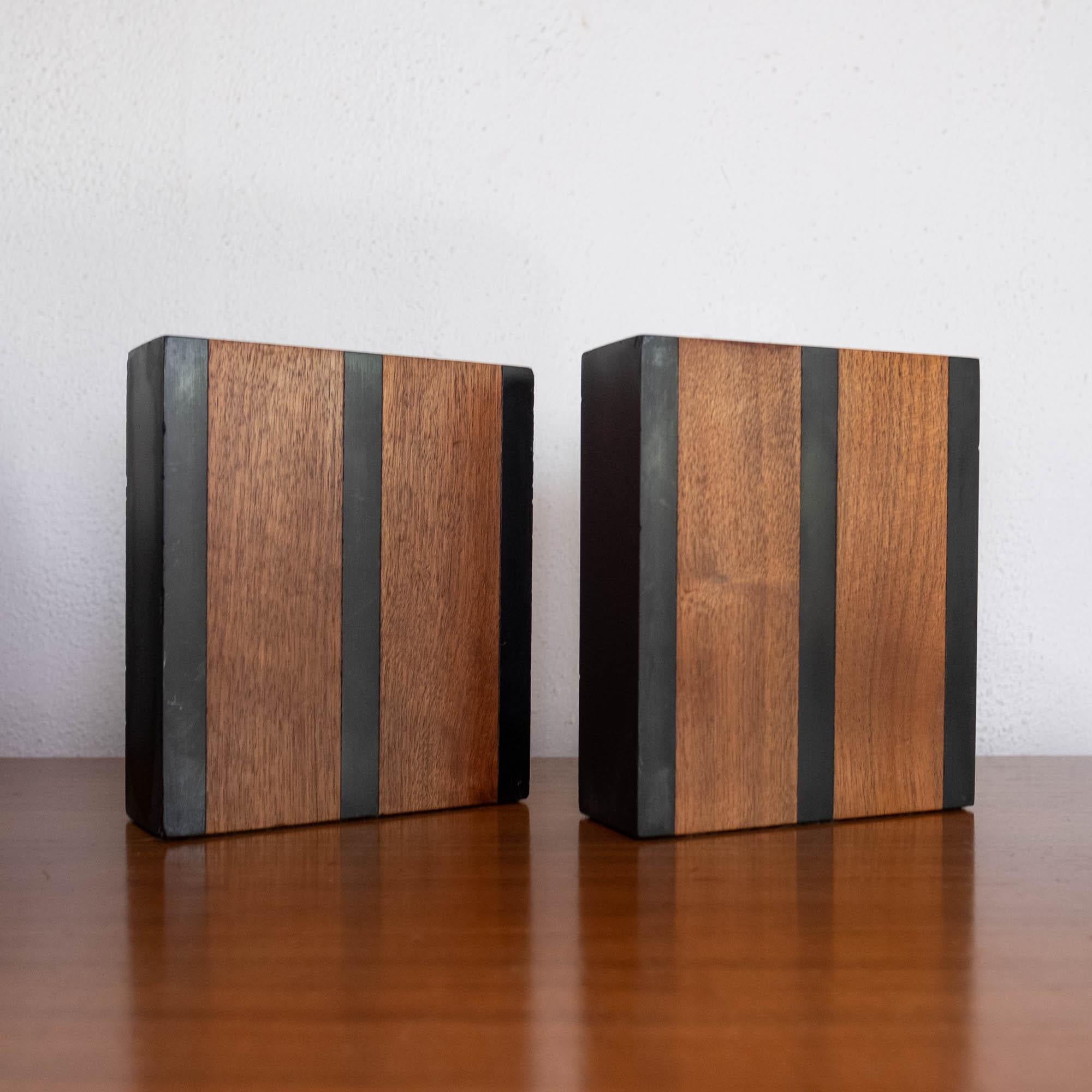 American Harpswell House Slate and Walnut Bookends