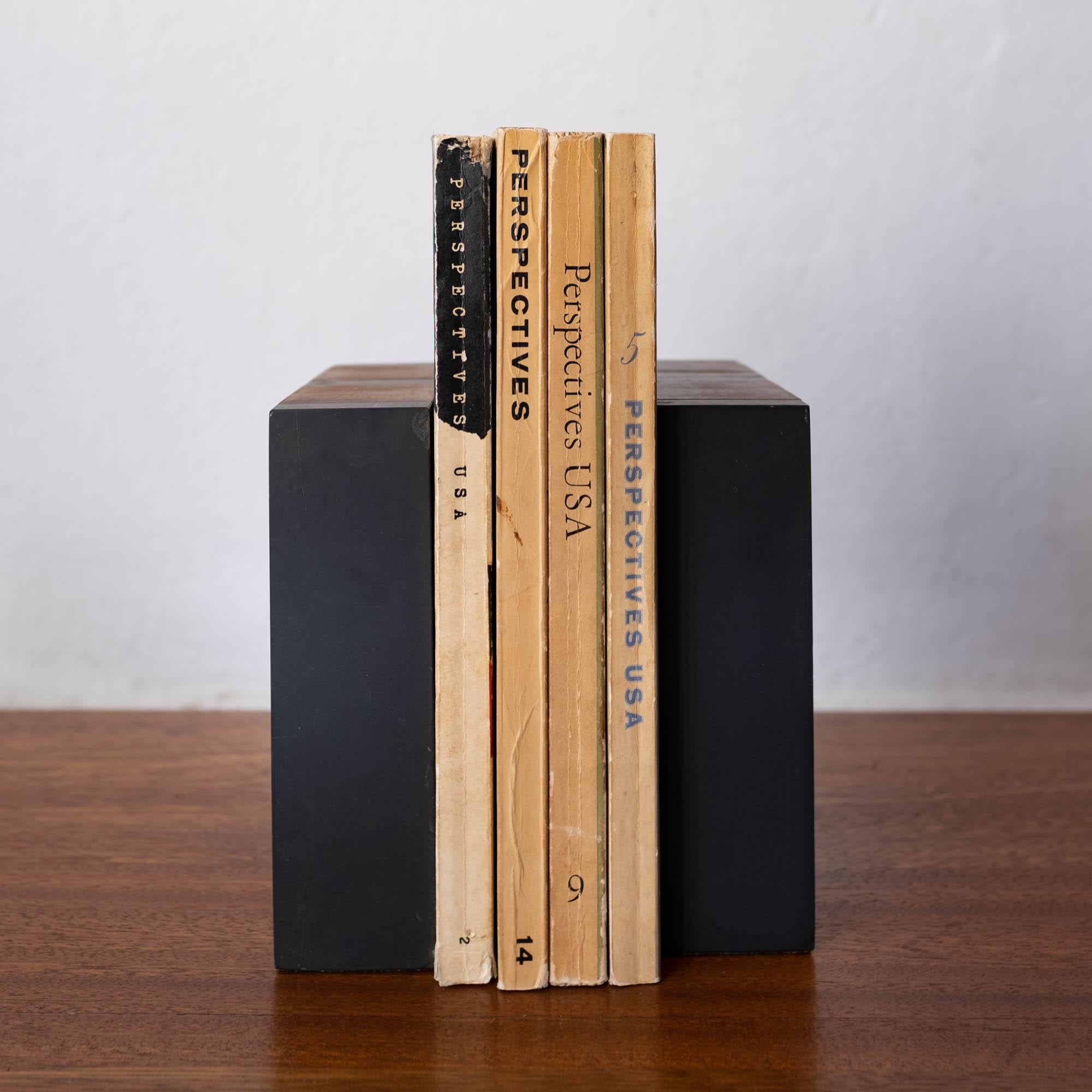 Harpswell House Slate and Walnut Bookends In Good Condition In San Diego, CA