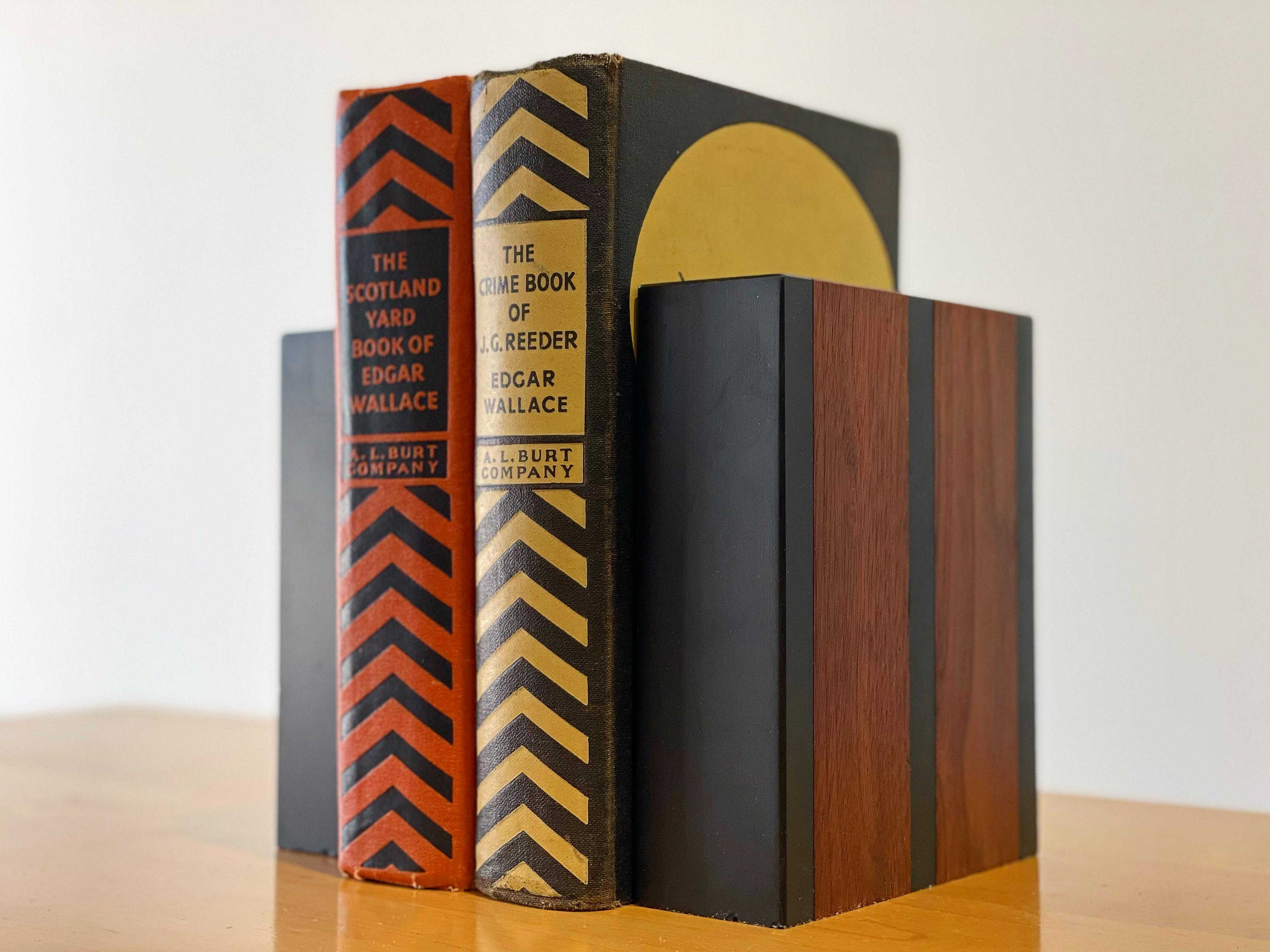 Harpswell House Walnut and Slate Modernist Bookends, After Phillip Lloyd Powell 1