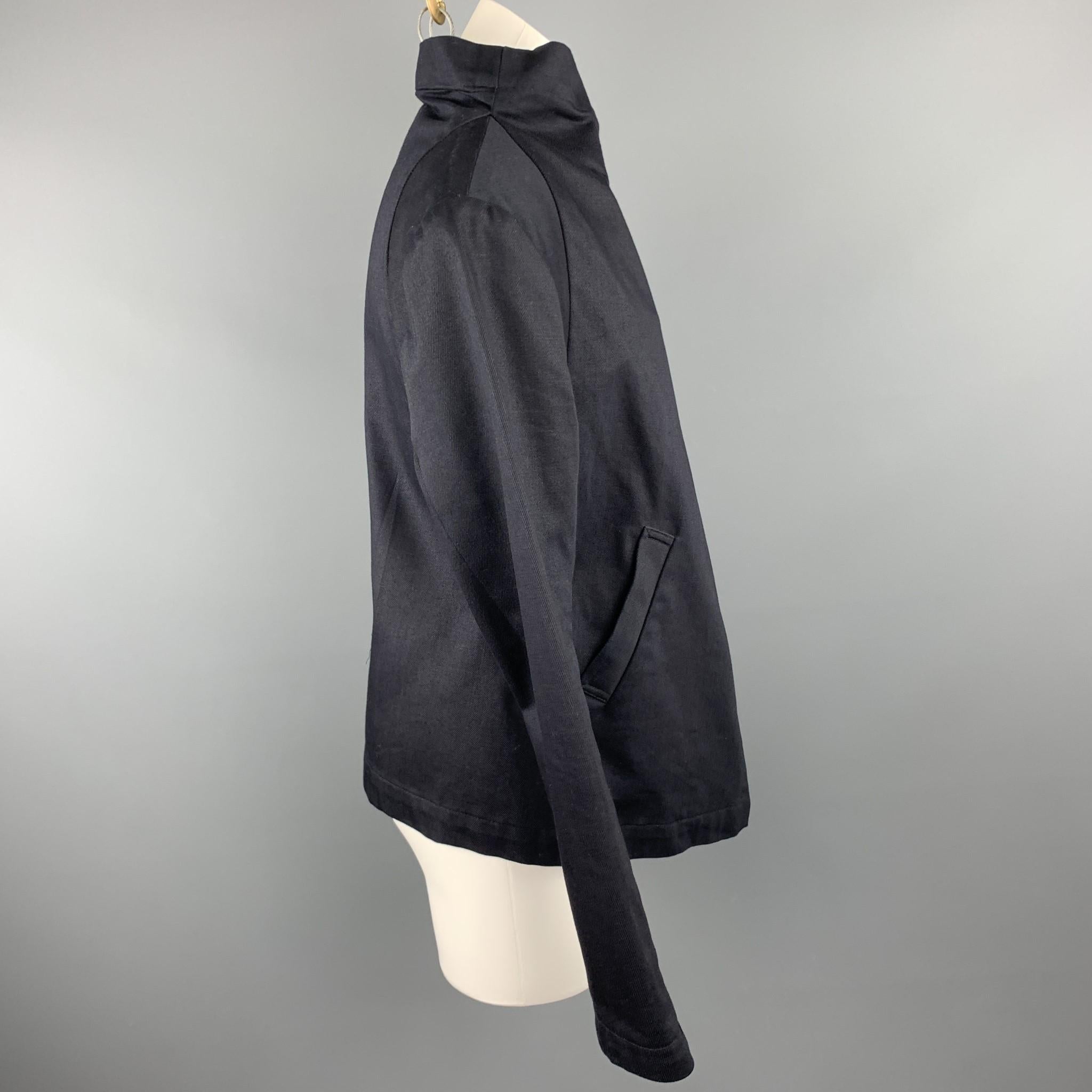 Black HARPUTS Size M Navy Cotton Asymmetrical SQUARE Jacket