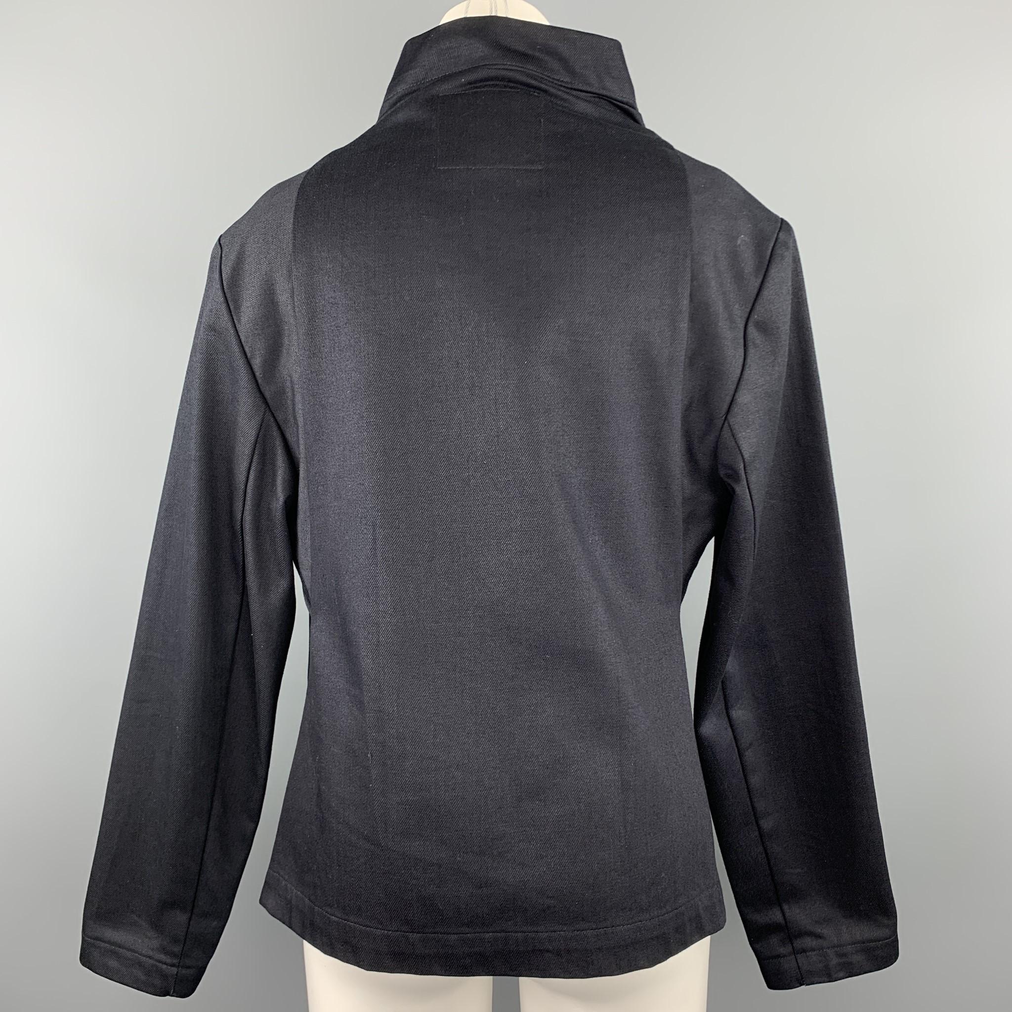 Women's HARPUTS Size M Navy Cotton Asymmetrical SQUARE Jacket