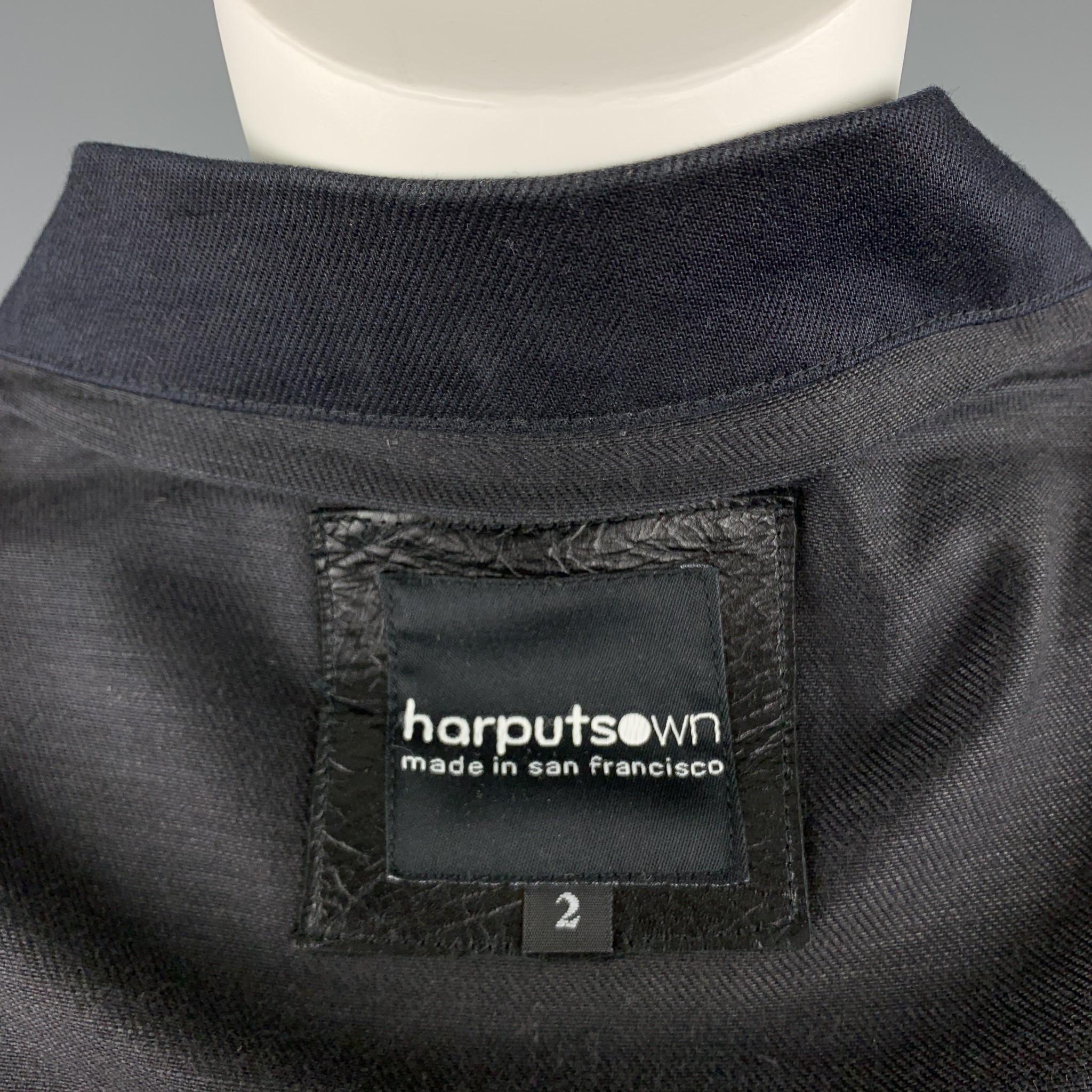 HARPUTS Size M Navy Cotton Asymmetrical SQUARE Jacket 1
