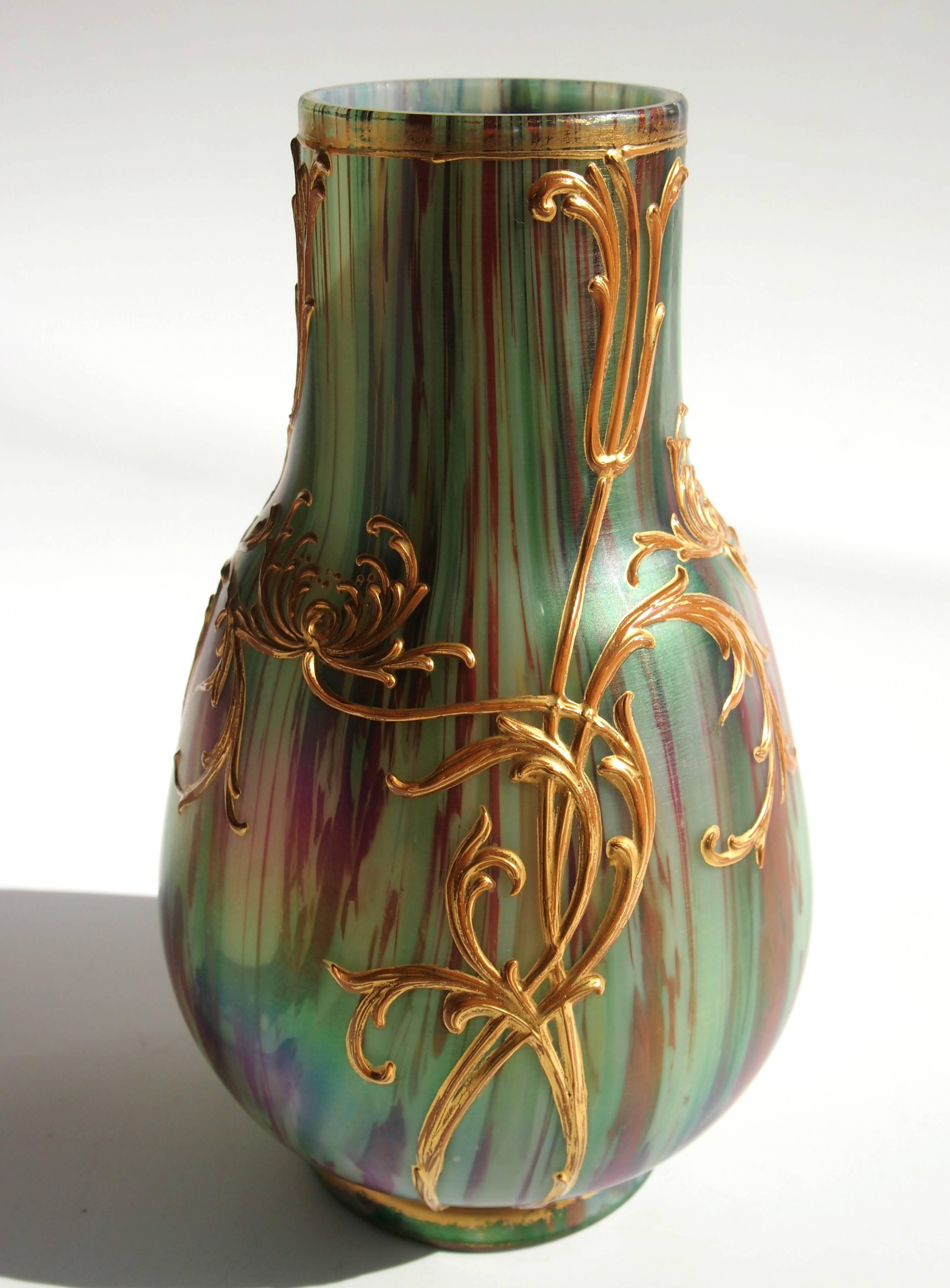 Harrach Art Nouveau Rococo Revival Jaspis Vase In Excellent Condition In London, GB