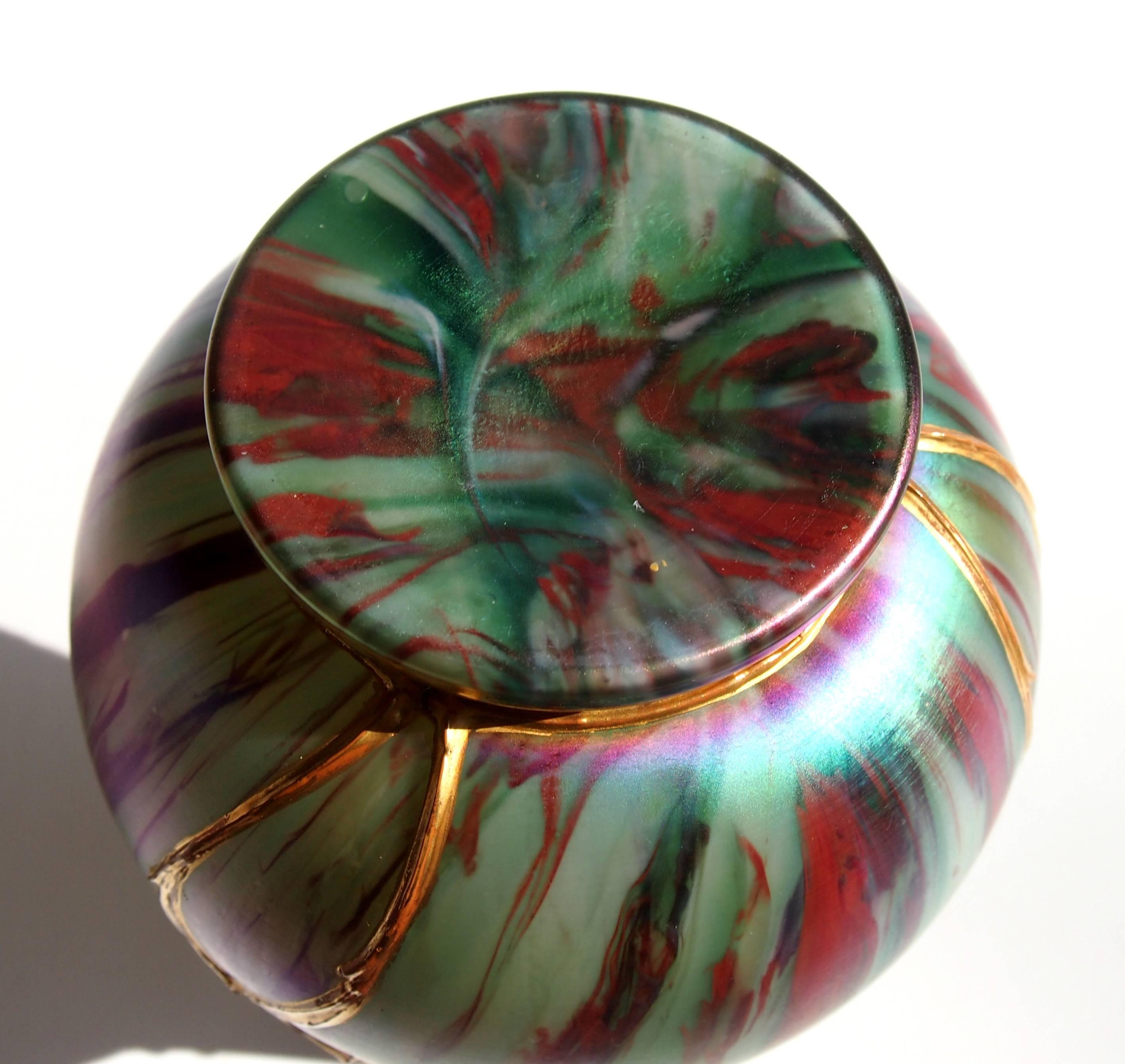 Art Glass Harrach Art Nouveau Rococo Revival Jaspis Vase