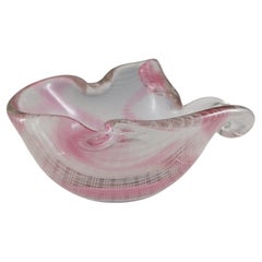 Harrachov Czech Pink & White Lattice Glass 'Harrtil' Bowl