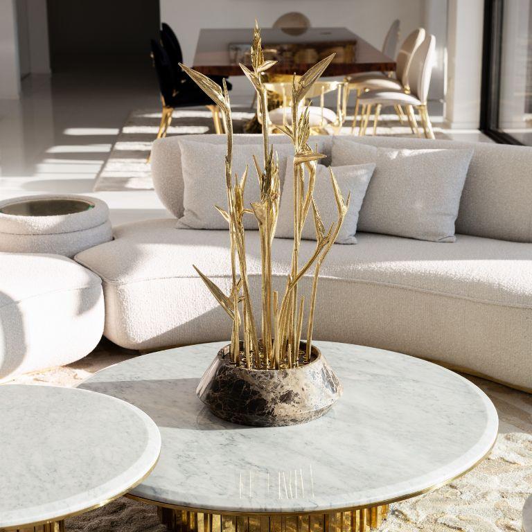 Portuguese Harriak – Sculptural Emperador Marble Vase Inspired by Birds of Paradise For Sale