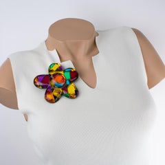 Harriet Bauknight for Kaso Giant Lucite Floral Brooch Harlequin Pattern
