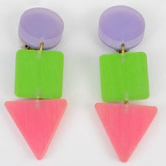 Harriet Bauknight for Kaso Pastel Acrylic Lucite Dangling Clip-on Earrings
