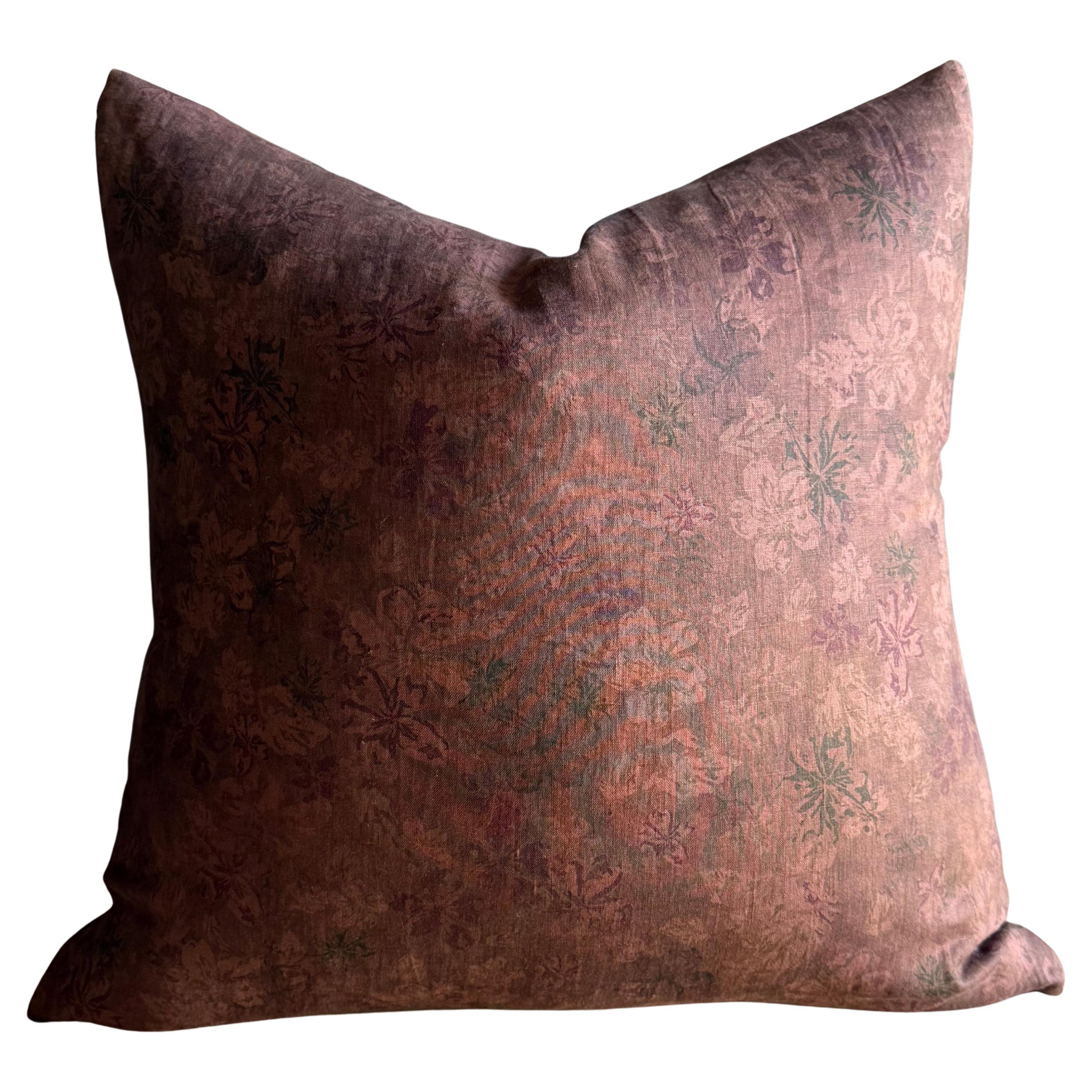 Harriet Brown Linen Floral Pillow Cover 20 x 20