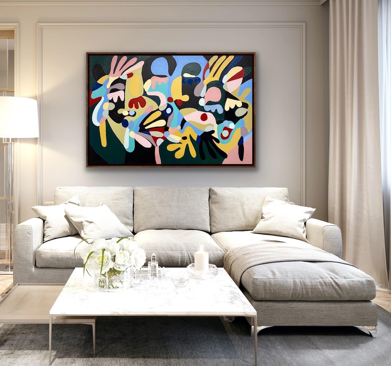 I colori di un sogno, pittura astratta audace, pittura in stile Picasso, pittura in stile Matisse - Painting di Harriet Chomley 