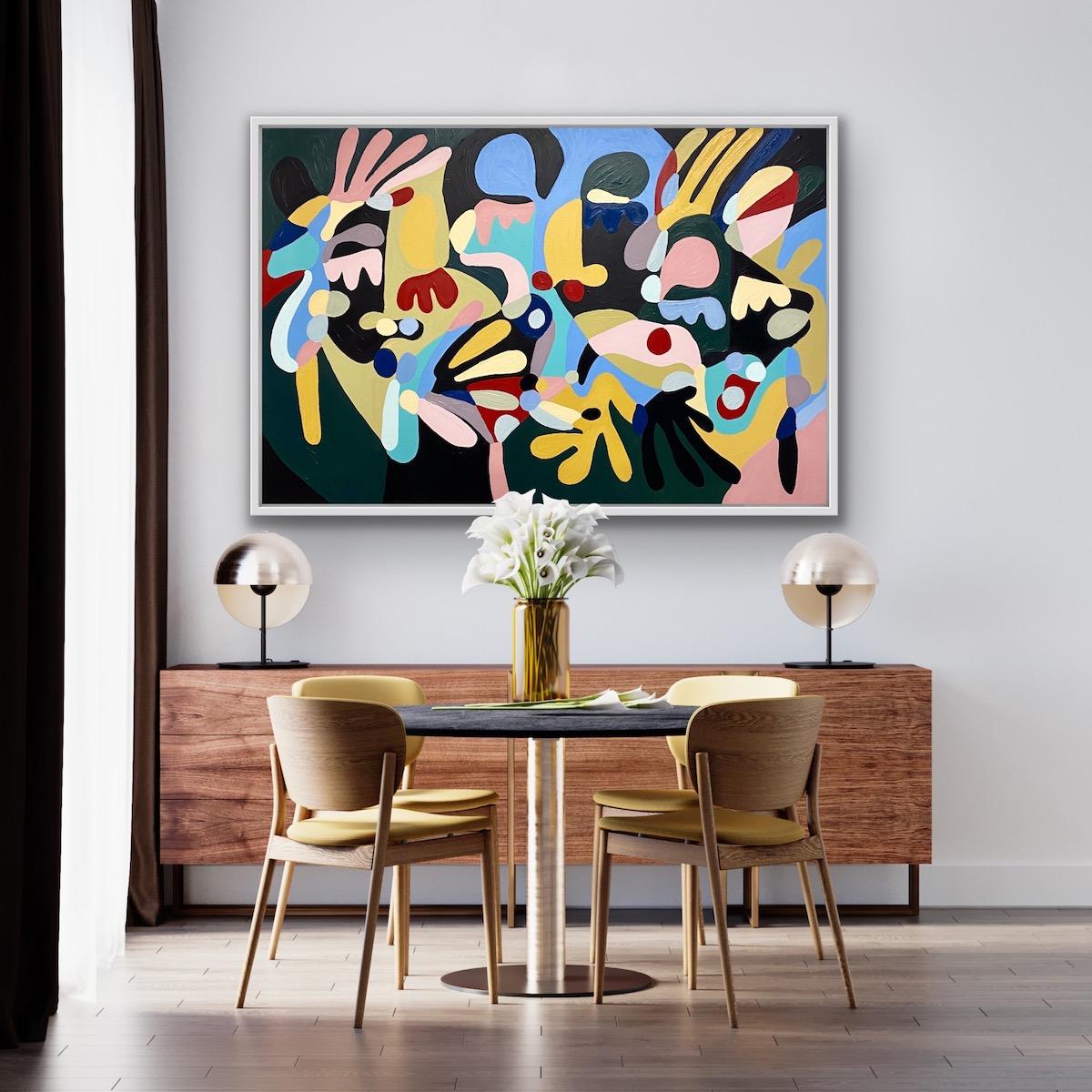 Farben eines Traums, kühnes abstraktes Gemälde im Picasso-Stil, Gemälde im Matisse-Stil im Angebot 1