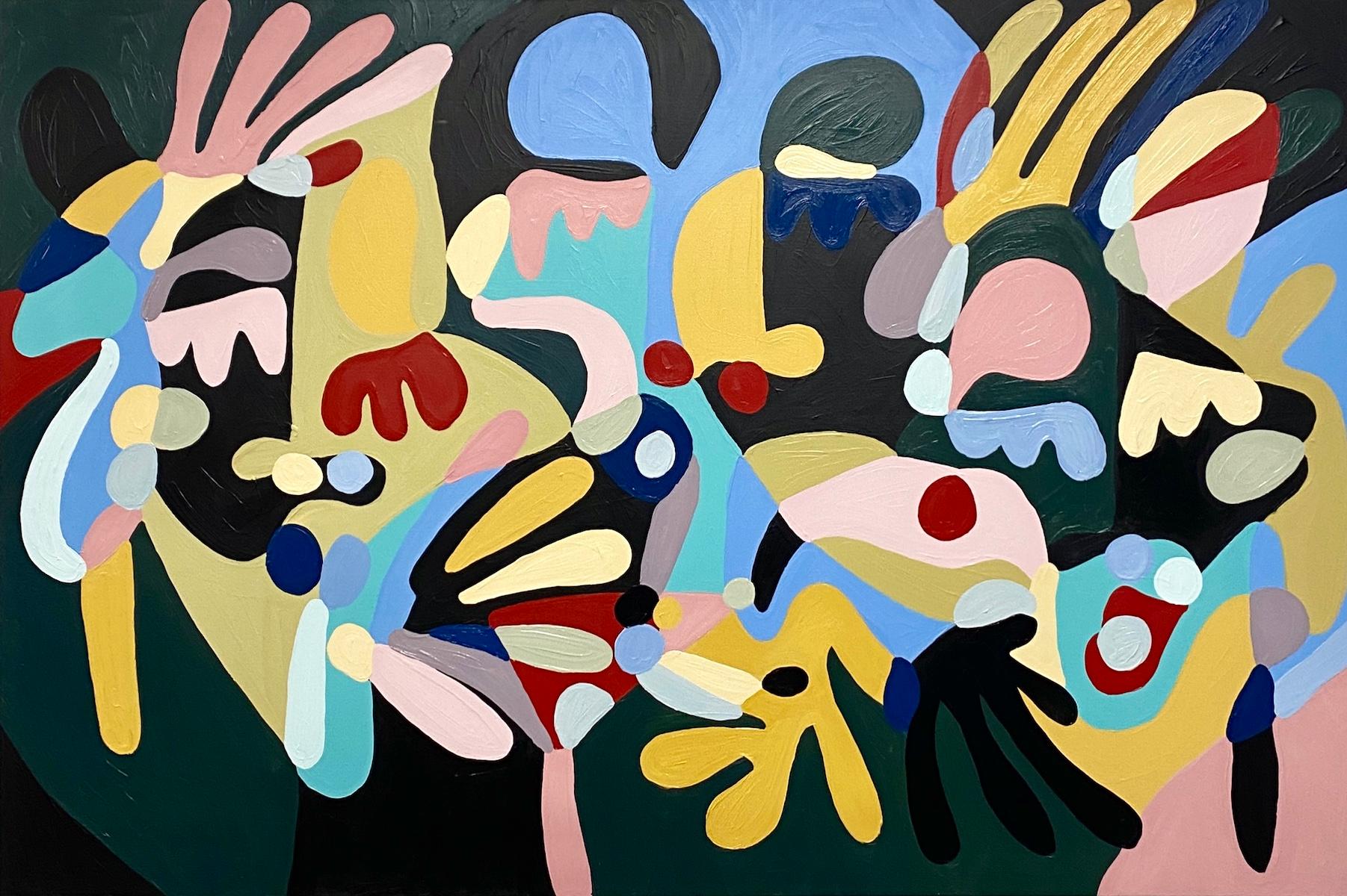 Farben eines Traums, kühnes abstraktes Gemälde im Picasso-Stil, Gemälde im Matisse-Stil