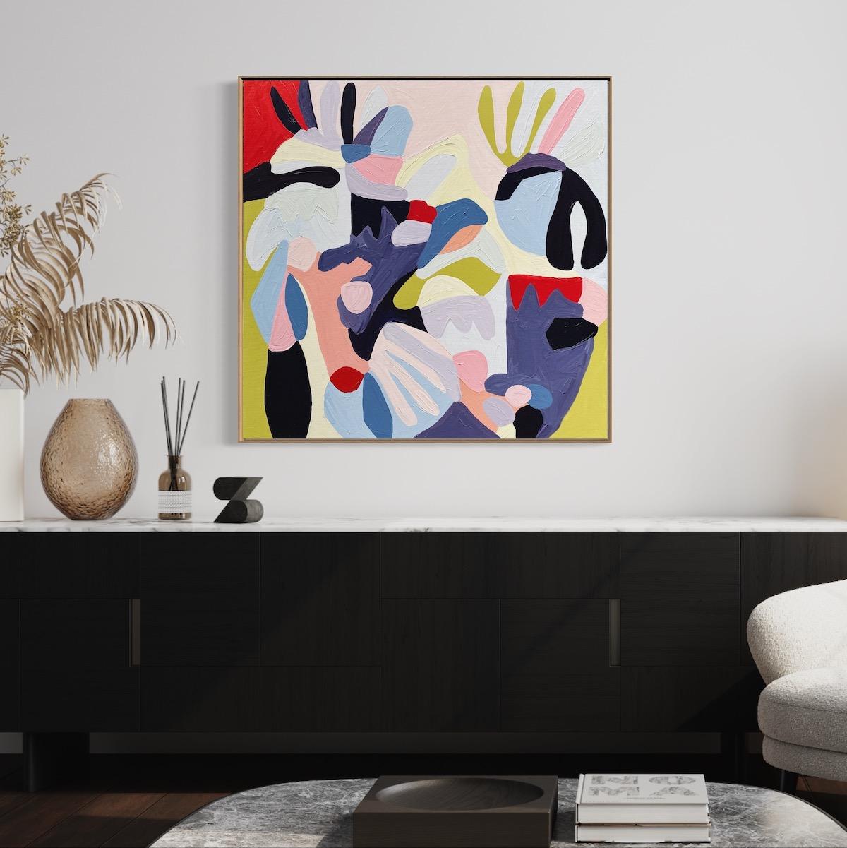 Wild Ones by Harriet Chomley, pintura original, arte contemporáneo, arte abstracto - Abstract Painting Beige de Harriet Chomley 