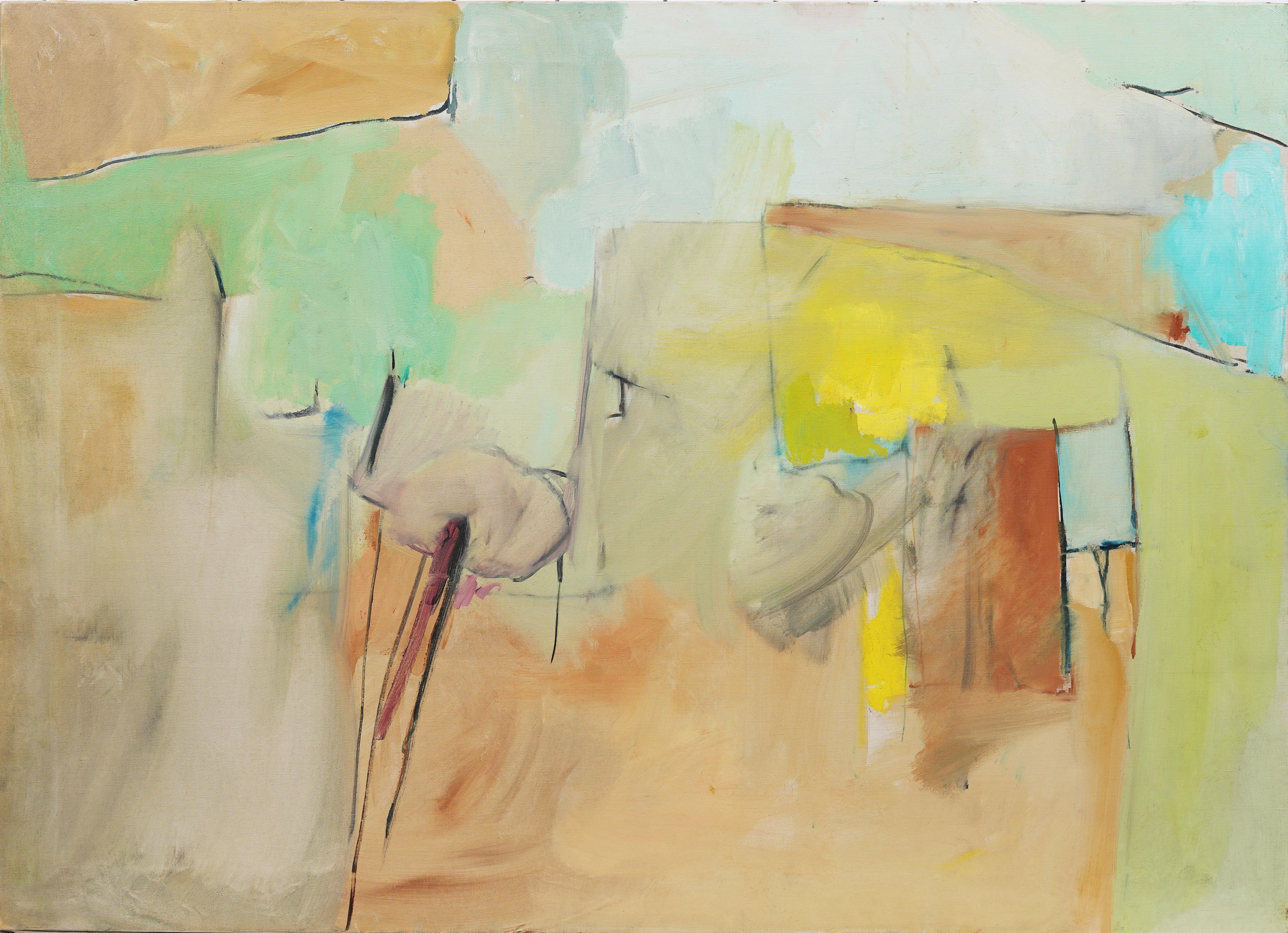 Abstract Painting Harriet Holden Nash - Ancienne peinture à l'huile expressionniste abstraite américaine moderniste