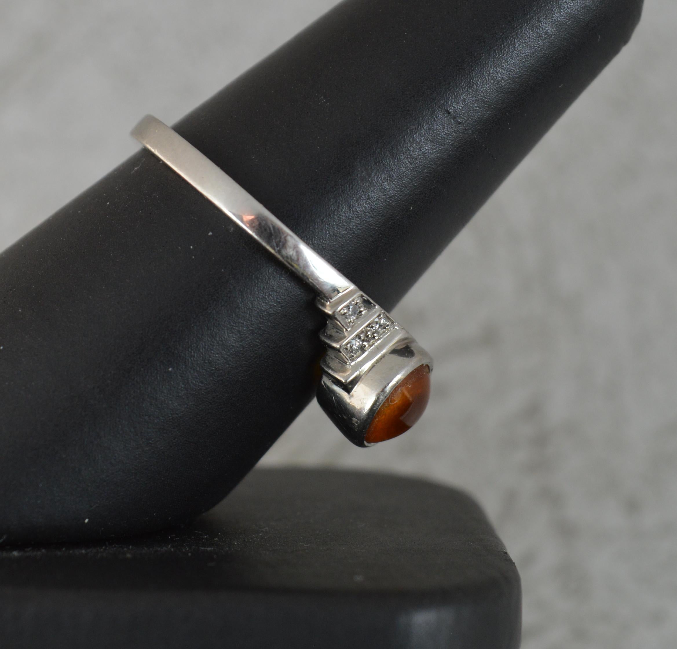 Harriet Kelsall Bespoke Platinum Amber and Diamond Art Deco Design Ring in Box For Sale 6