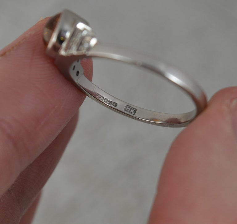 Harriet Kelsall Bespoke Platinum Amber and Diamond Art Deco Design Ring
