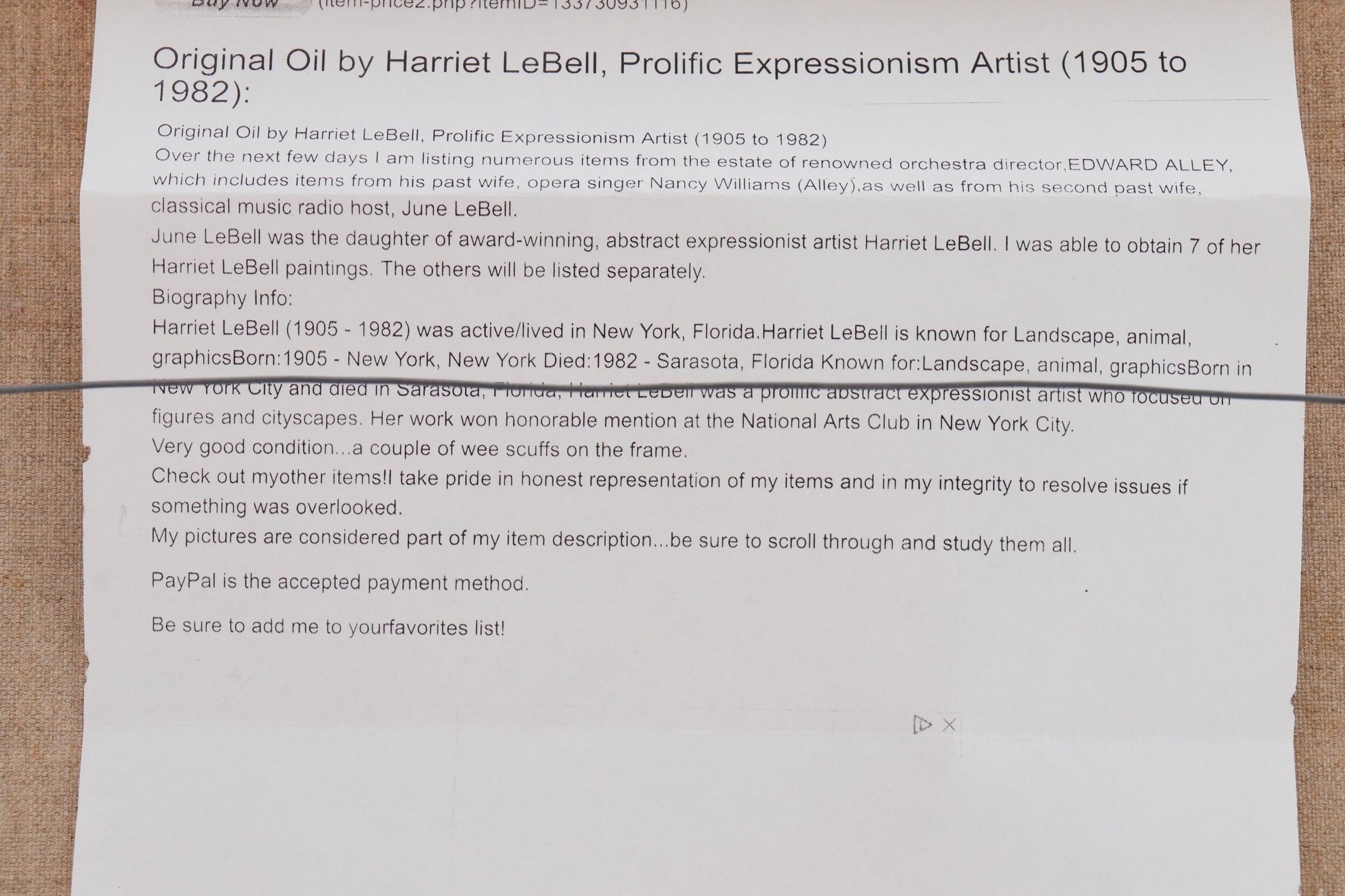 Pintura abstracta firmada por Harriet LeBell en venta 6