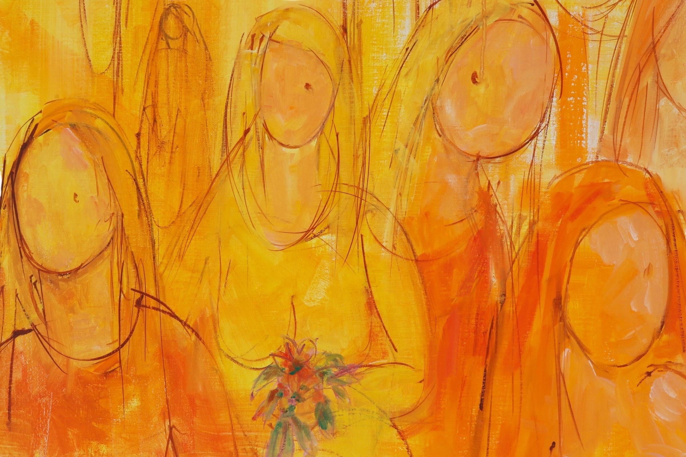 Pintura abstracta firmada por Harriet LeBell siglo XX en venta