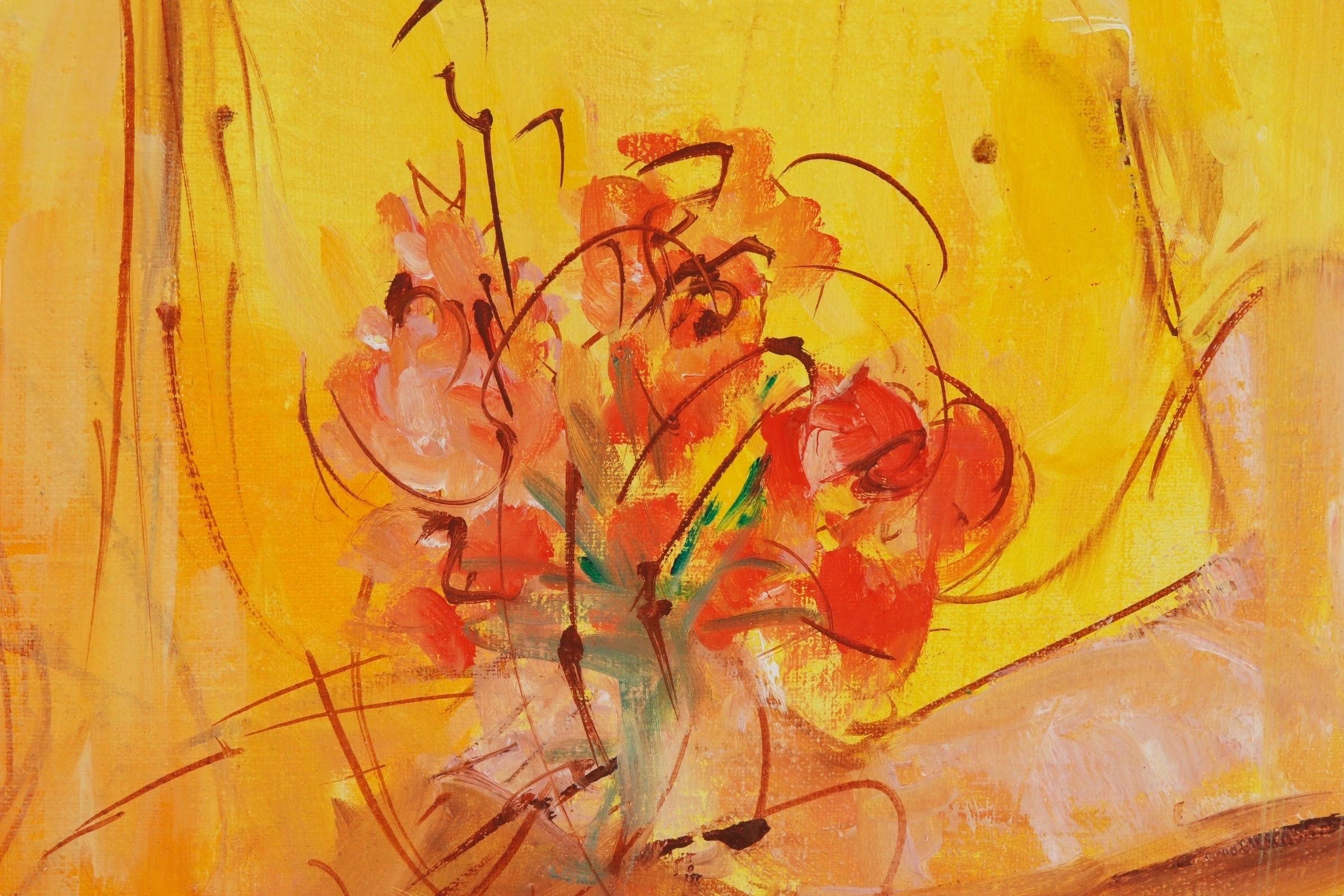 Pintura abstracta firmada por Harriet LeBell Lienzo en venta