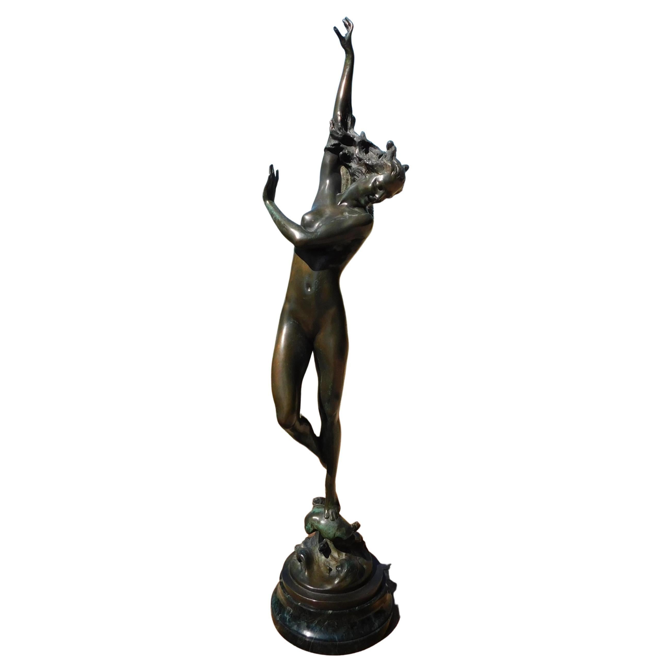 Scultura in bronzo di Harriet Frishmuth, 1925 - "Cresta dell'onda"