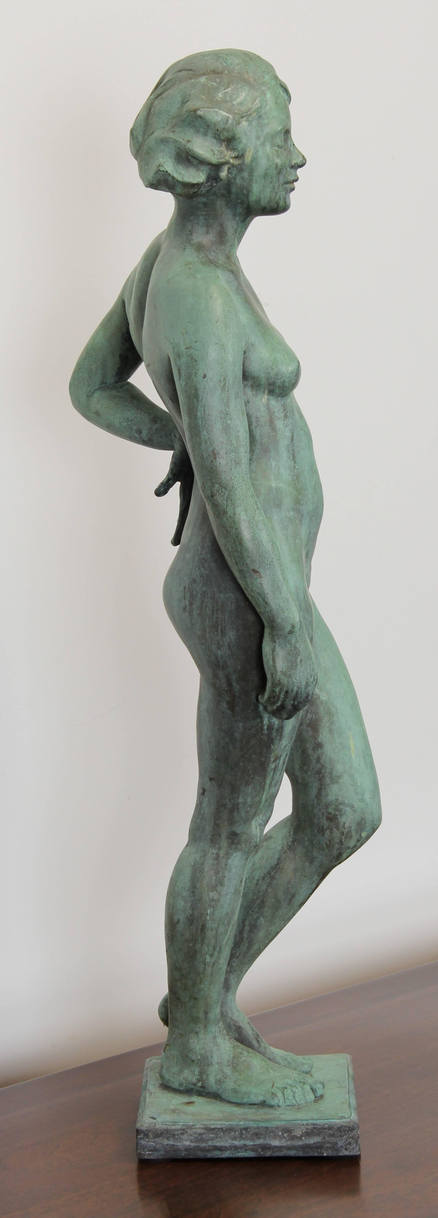 American Harriet Whitney Frishmuth Style Art Deco Bronze Nude Garden Statue, 1930s
