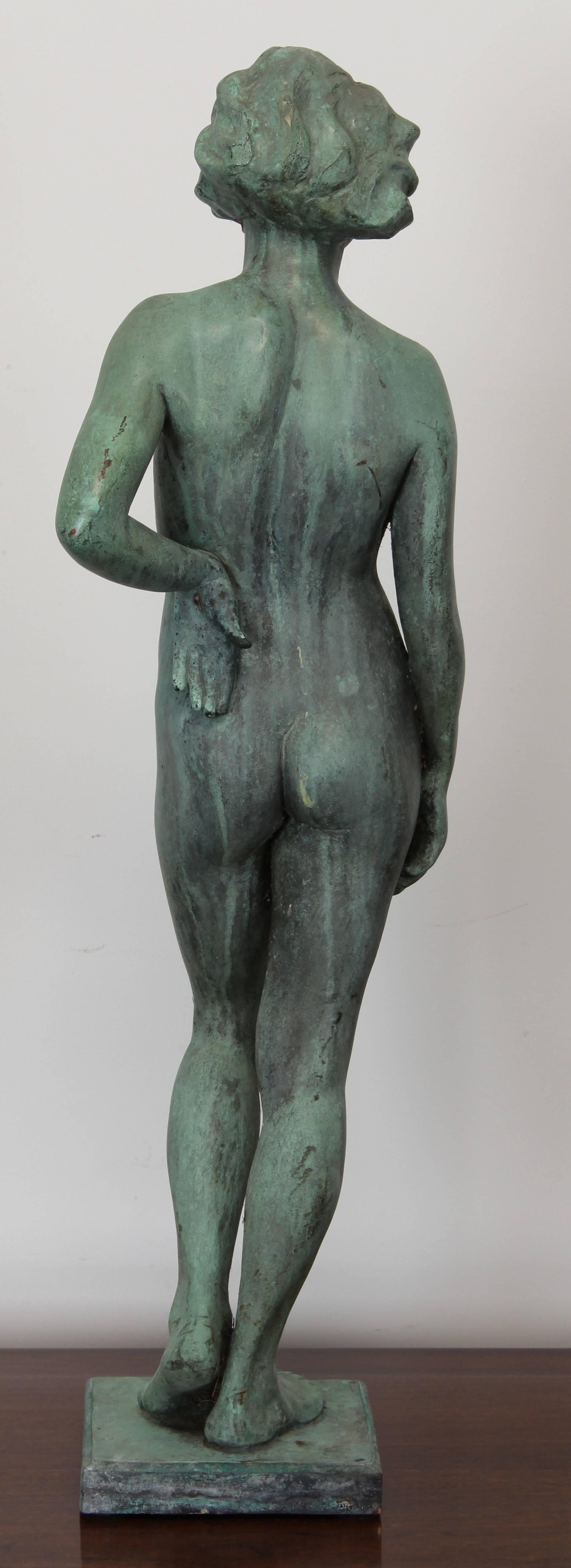 Cast Harriet Whitney Frishmuth Style Art Deco Bronze Nude Garden Statue, 1930s