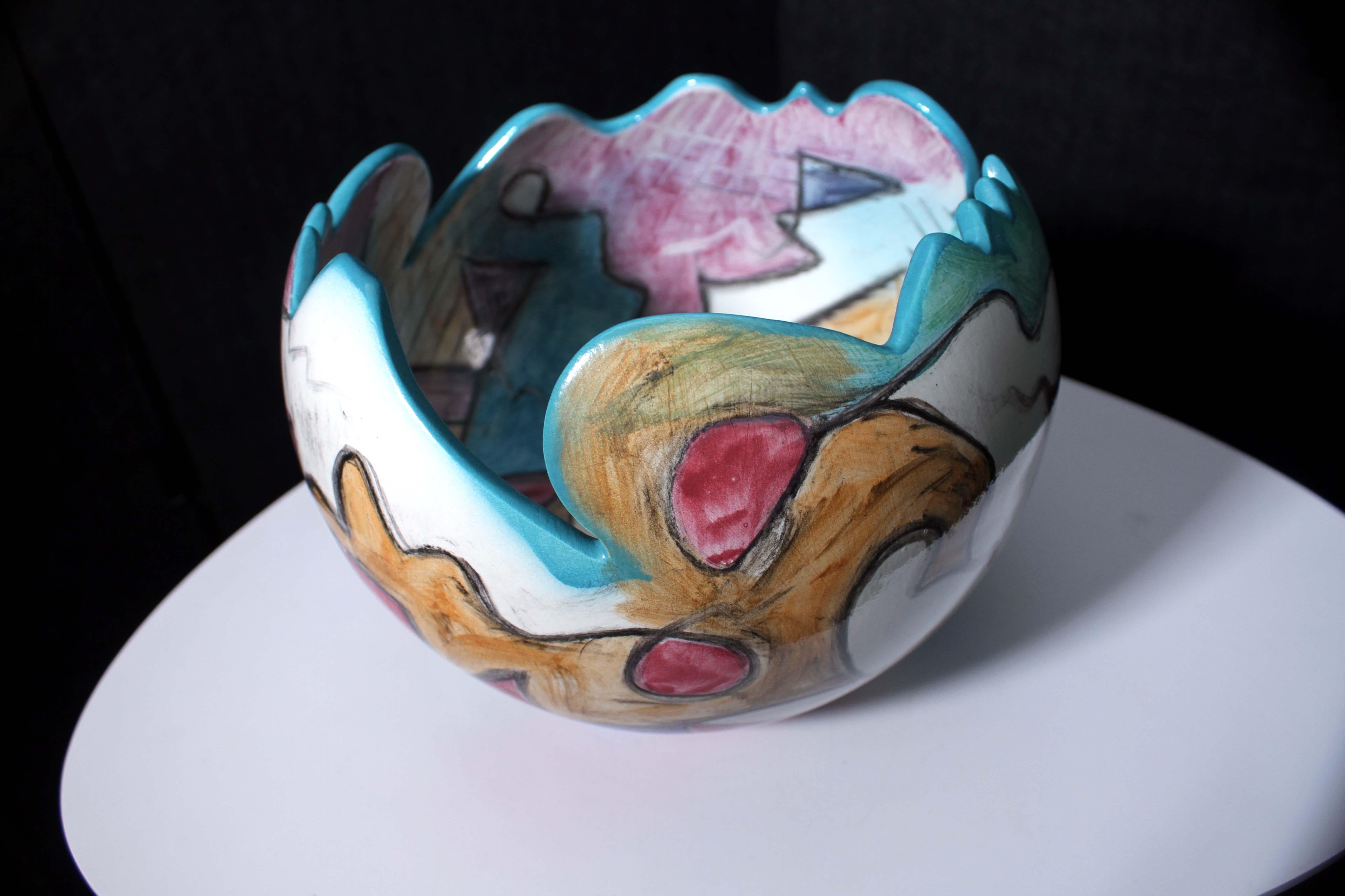 Harris Cies Studio: Terrakotta-Keramik im abstrakten kubistischen Stil, signiert 1996 im Angebot 3